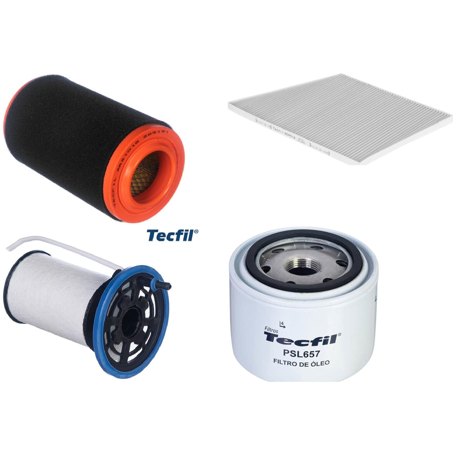 Kit Filtros de Ar do Motor, Óleo, Cabine e Combustível - Tecfil - ACP014 / ARS1015 / PEC3041 / PSL657 - (1)