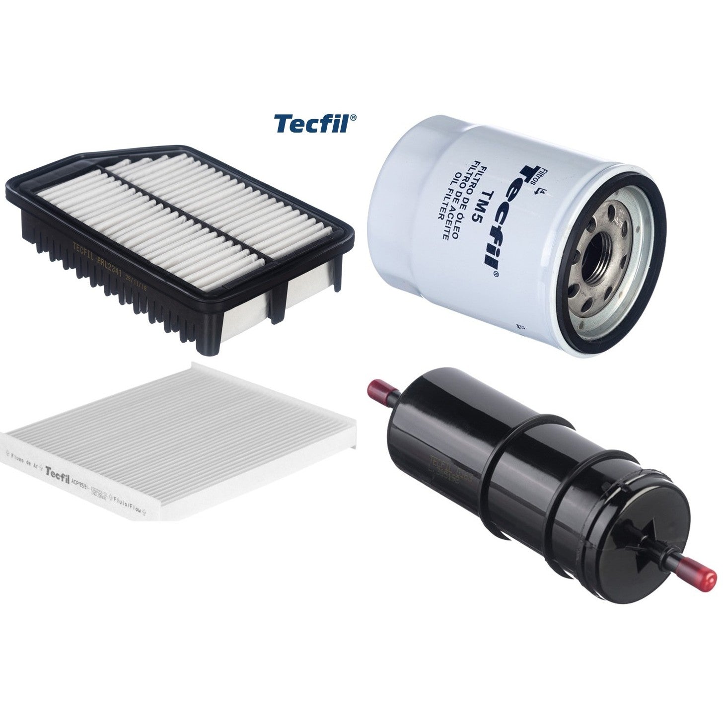 Kit Filtros de Ar do Motor, Óleo, Cabine e Combustível - Tecfil - ACP959 / ARL2341 / GI63 / PSL55M-(TM5) - (1)