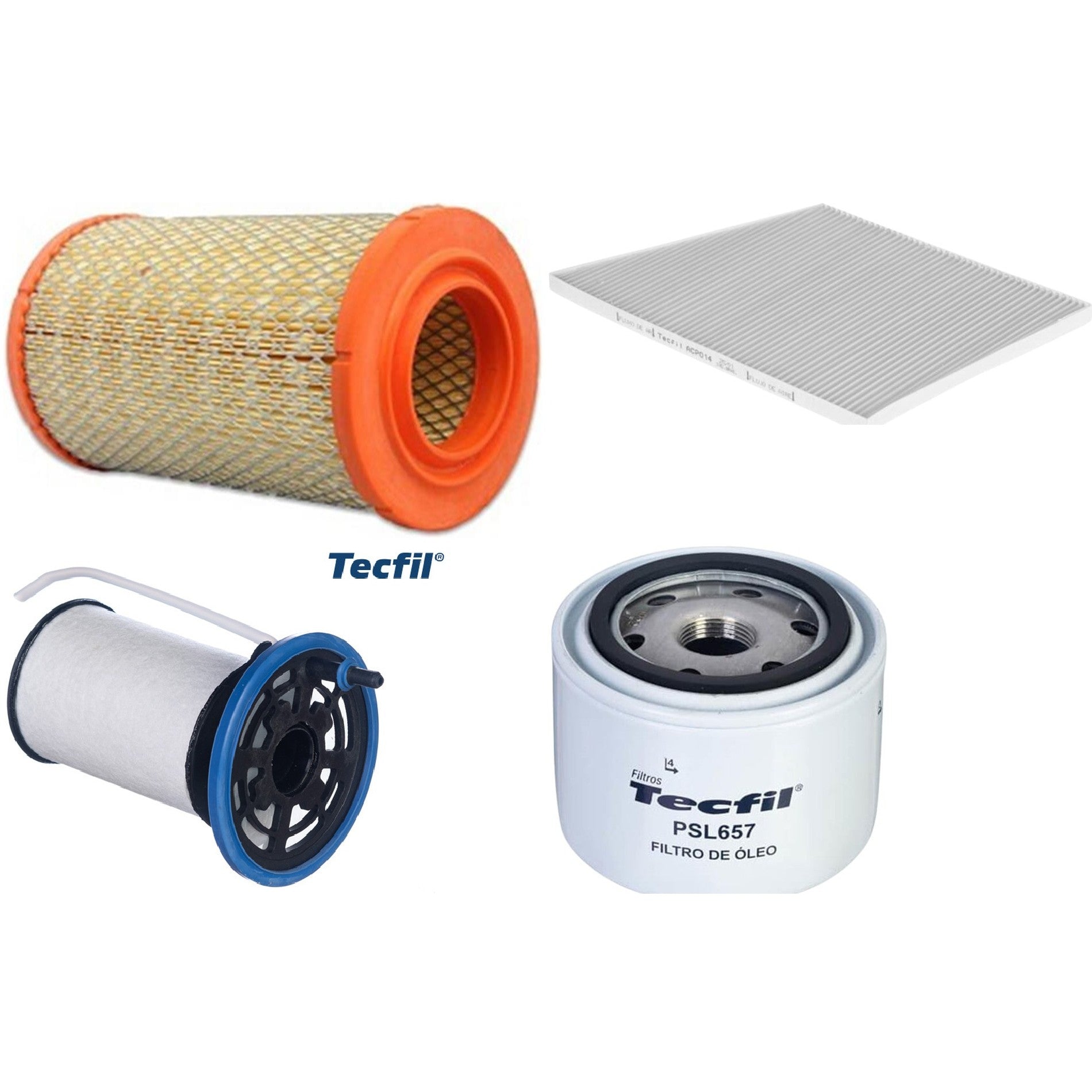Kit Filtros de Ar do Motor, Óleo, Cabine e Combustível - Tecfil - ACP014 / ARS1013 / PEC3041 / PSL657 - (1)