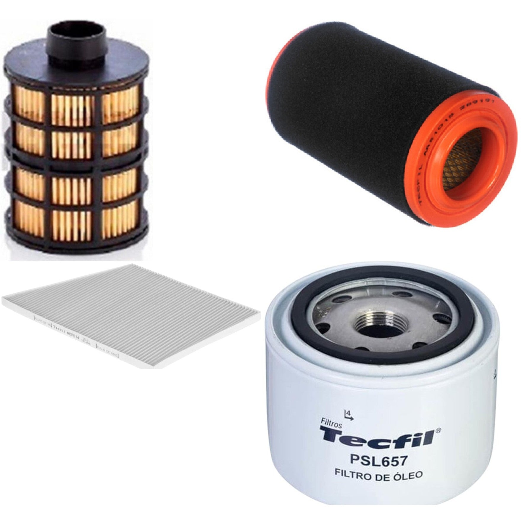 Kit Filtros de Ar do Motor, Óleo, Cabine e Combustível - Tecfil - ACP014 / ARS1015 / PEC3023 / PSL657 - (1)