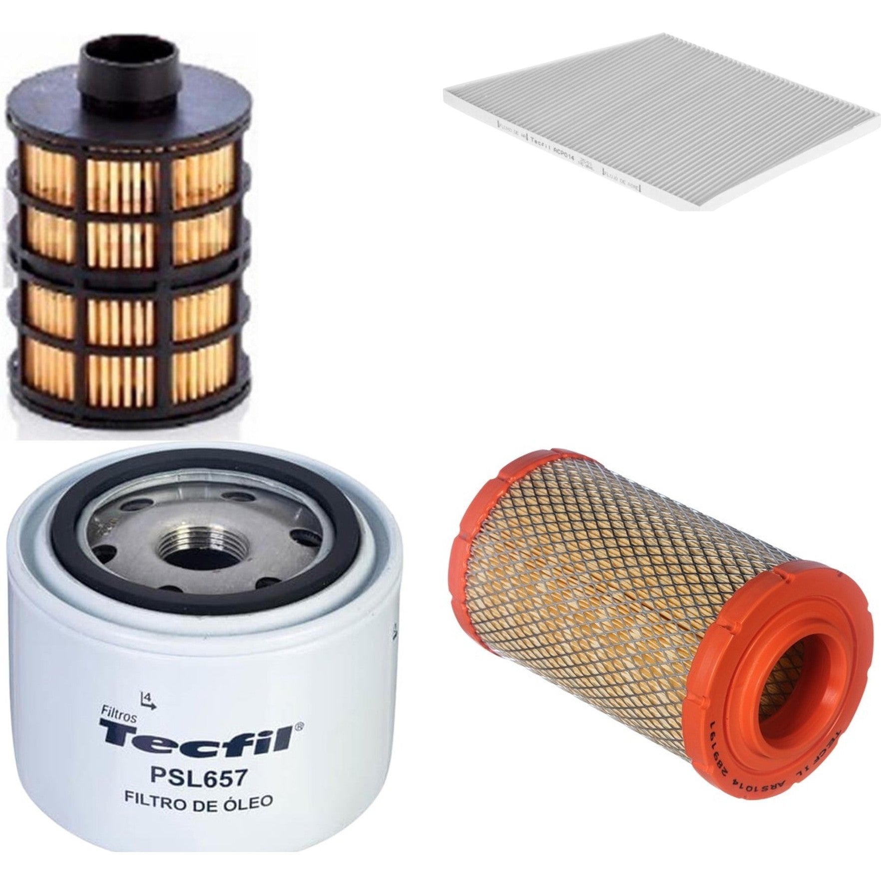 Kit Filtros de Ar do Motor, Óleo, Cabine e Combustível - Tecfil - ACP014 / ARS1014 / PEC3023 / PSL657 - (1)