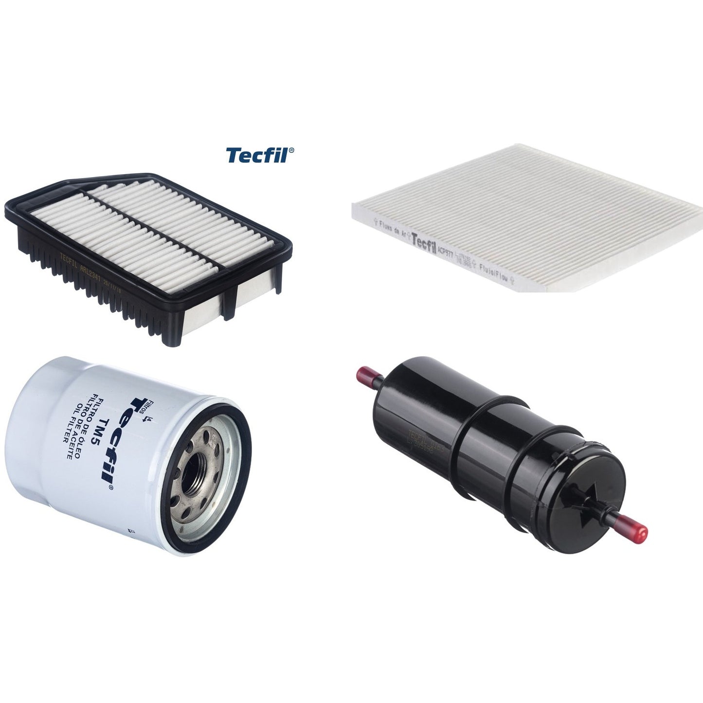 Kit Filtros de Ar do Motor, Óleo, Cabine e Combustível - Tecfil - ACP977 / ARL2341 / GI63 / PSL55M-(TM5) - (1)