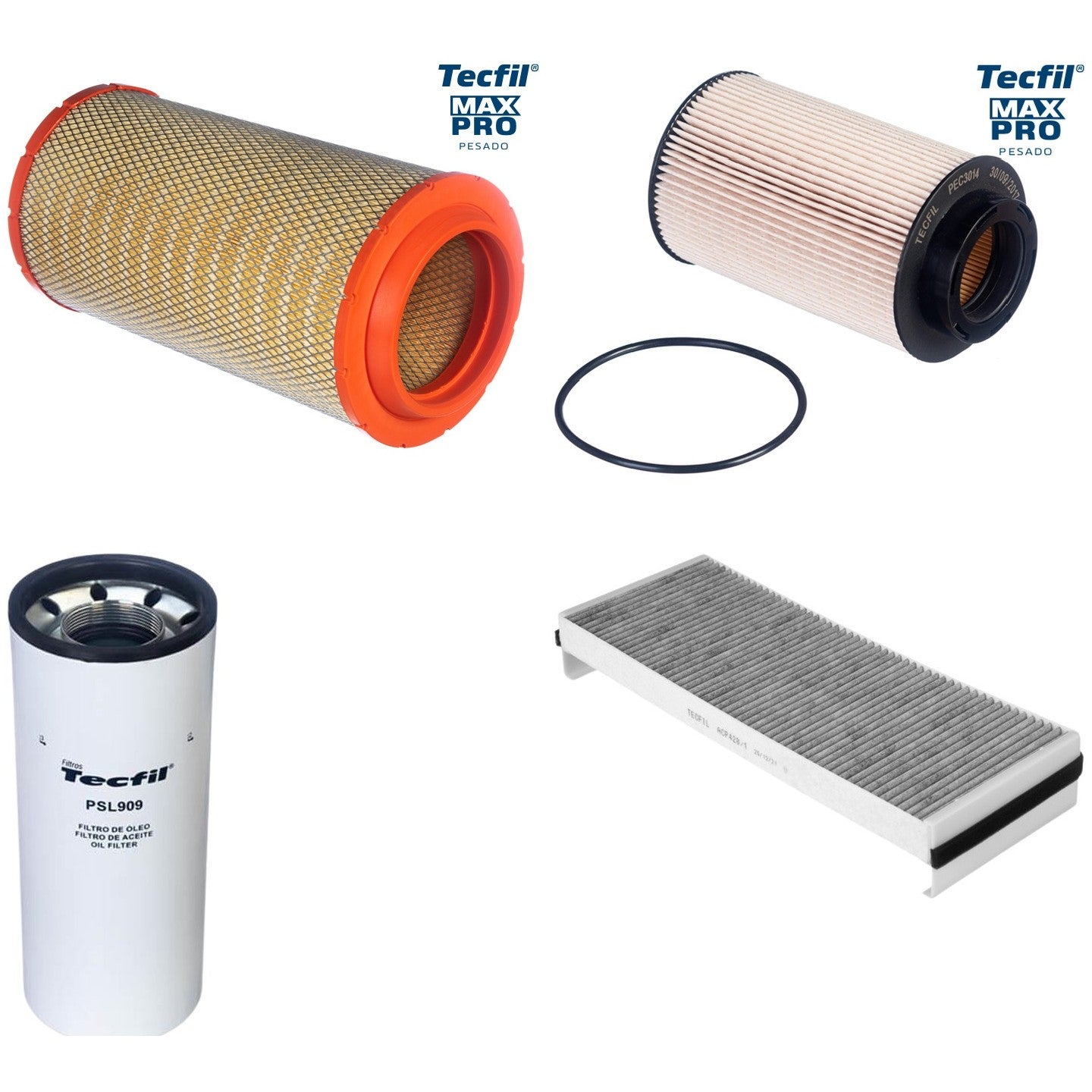 Kit Filtros de Ar do Motor, Óleo, Cabine e Combustível - Tecfil - ACP428/1 / ARS9840 / PEC3014 / PSL909 - (1)