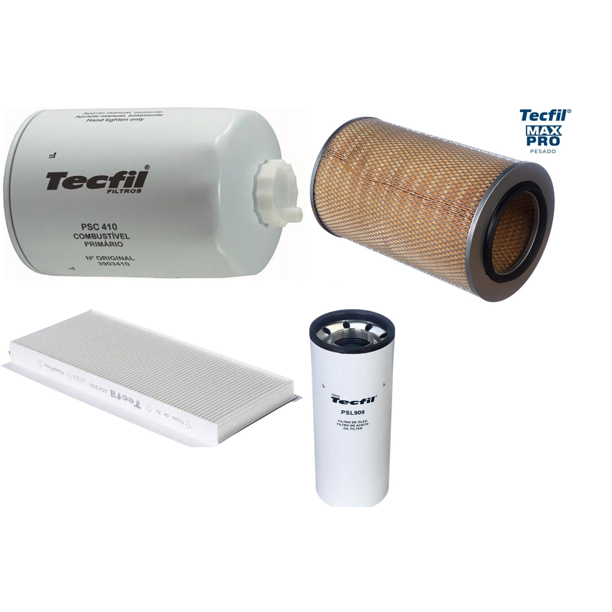 Kit Filtros de Ar do Motor, Óleo, Cabine e Combustível - Tecfil - ACP200 / AP5461 / PSC410 / PSL909 - (1)
