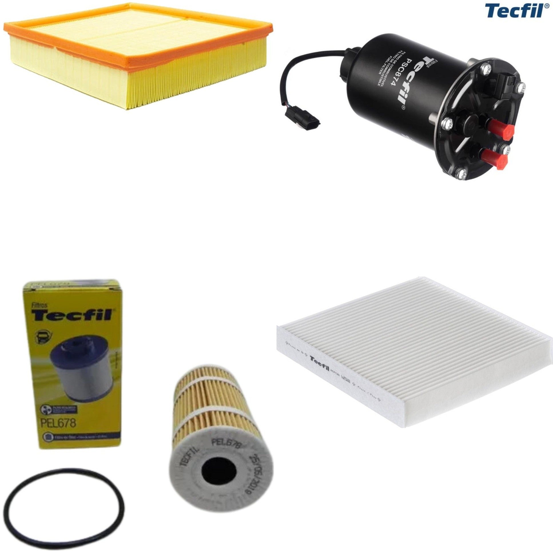 Kit Filtros de Ar do Motor, Óleo, Cabine e Combustível - Tecfil - ACP725 / ARL1653 / PEL678 / PSC874 - (1)