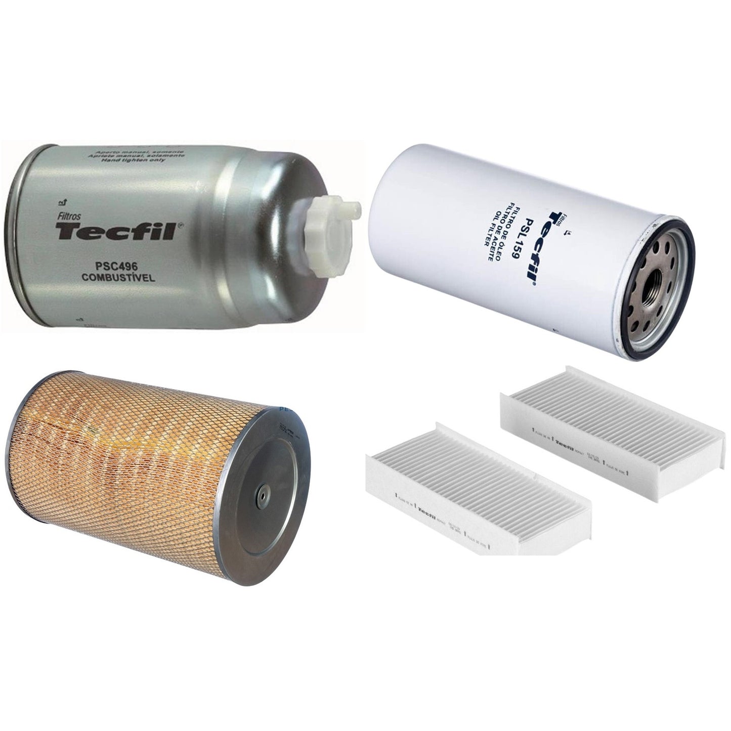 Kit Filtros de Ar do Motor, Óleo, Cabine e Combustível - Tecfil - ACP967/9 / AP9835 / PSC496 / PSL159 - (1)