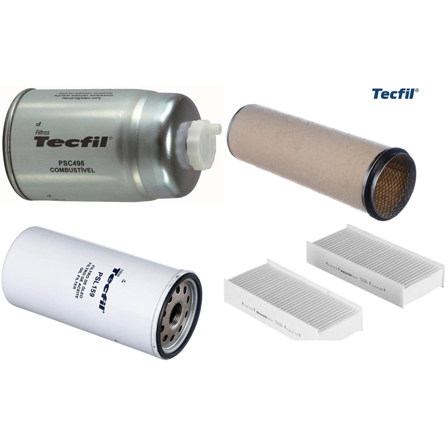 Kit Filtros de Ar do Motor, Óleo, Cabine e Combustível - Tecfil - ACP967/9 / AS860 / PSC496 / PSL159 - (1)