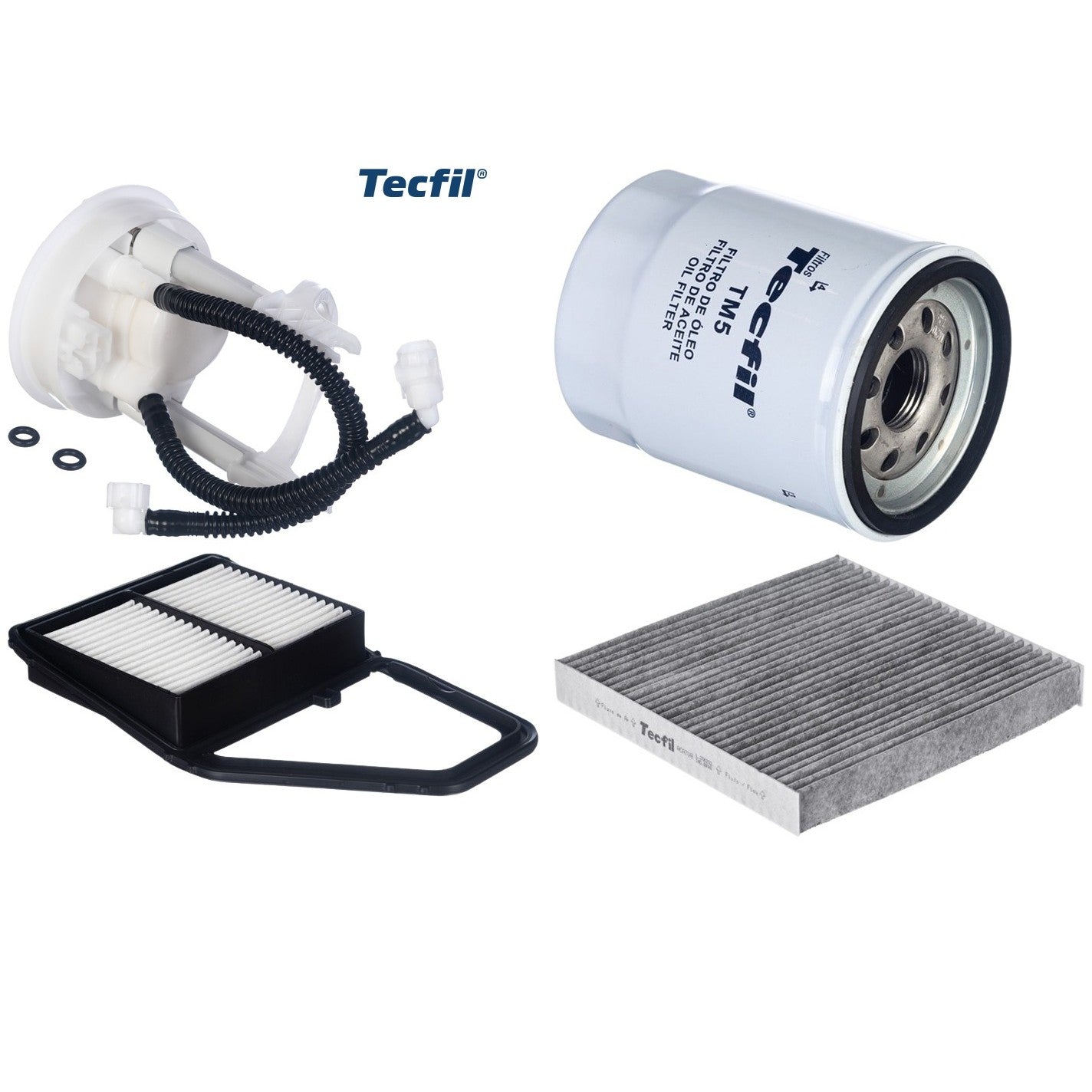 Kit Filtros de Ar do Motor, Óleo, Cabine e Combustível - Tecfil - ACA708 / ARL1032 / FBT2361 / PSL55M-(TM5) - (1)
