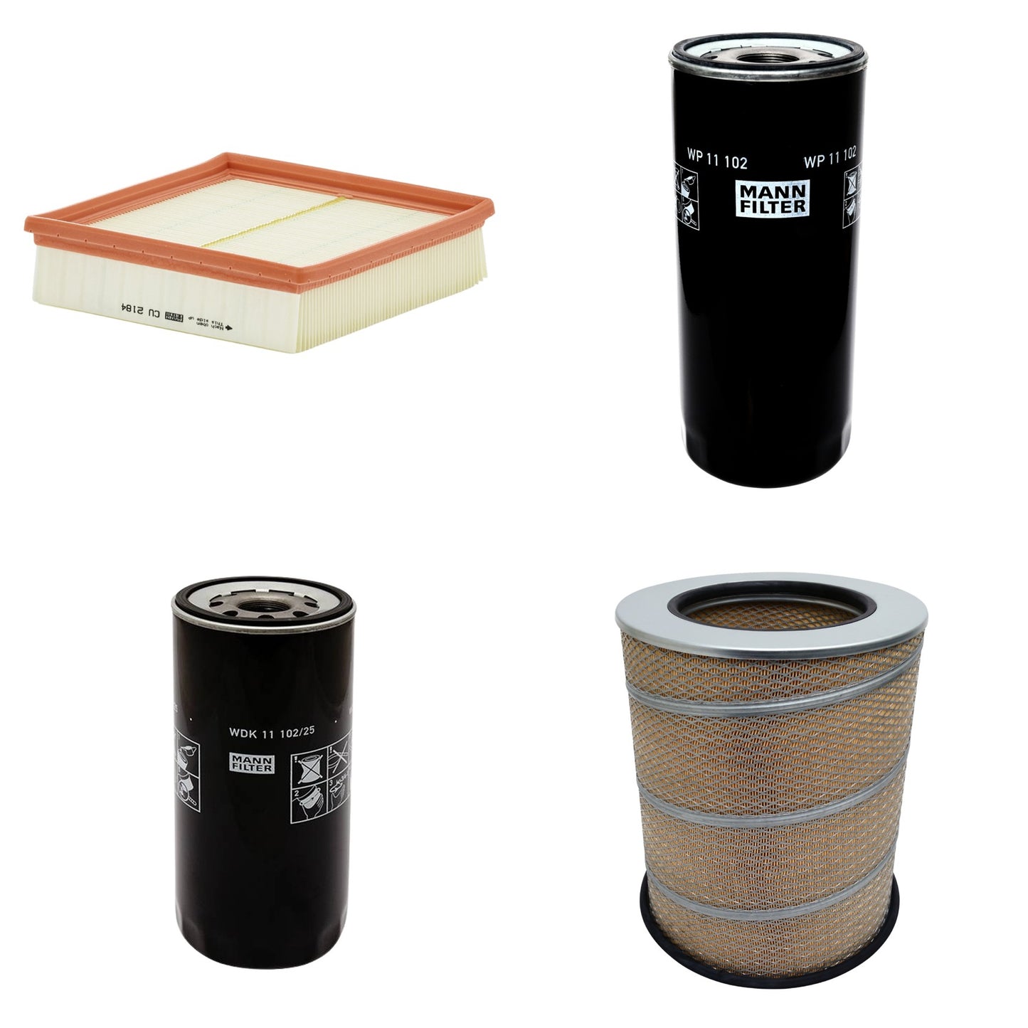 Kit Filtros de Ar Combustível Cabine Ar Condicionado Óleo - Mann-Filter - C341500 - CU2184 - WDK11102/25 - WP11102 - (1)