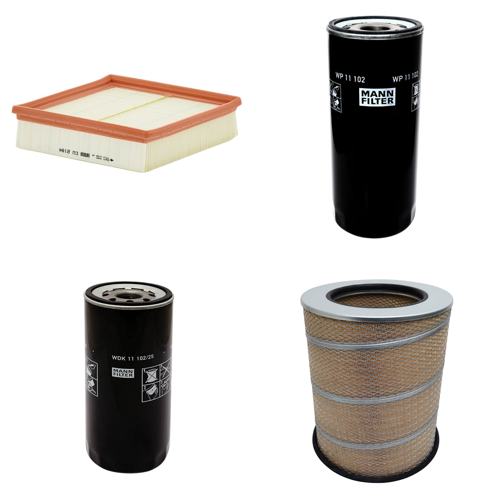 Kit Filtros de Ar Combustível Cabine Ar Condicionado Óleo - Mann-Filter - C341500 - CU2184 - WDK11102/25 - WP11102 - (1)