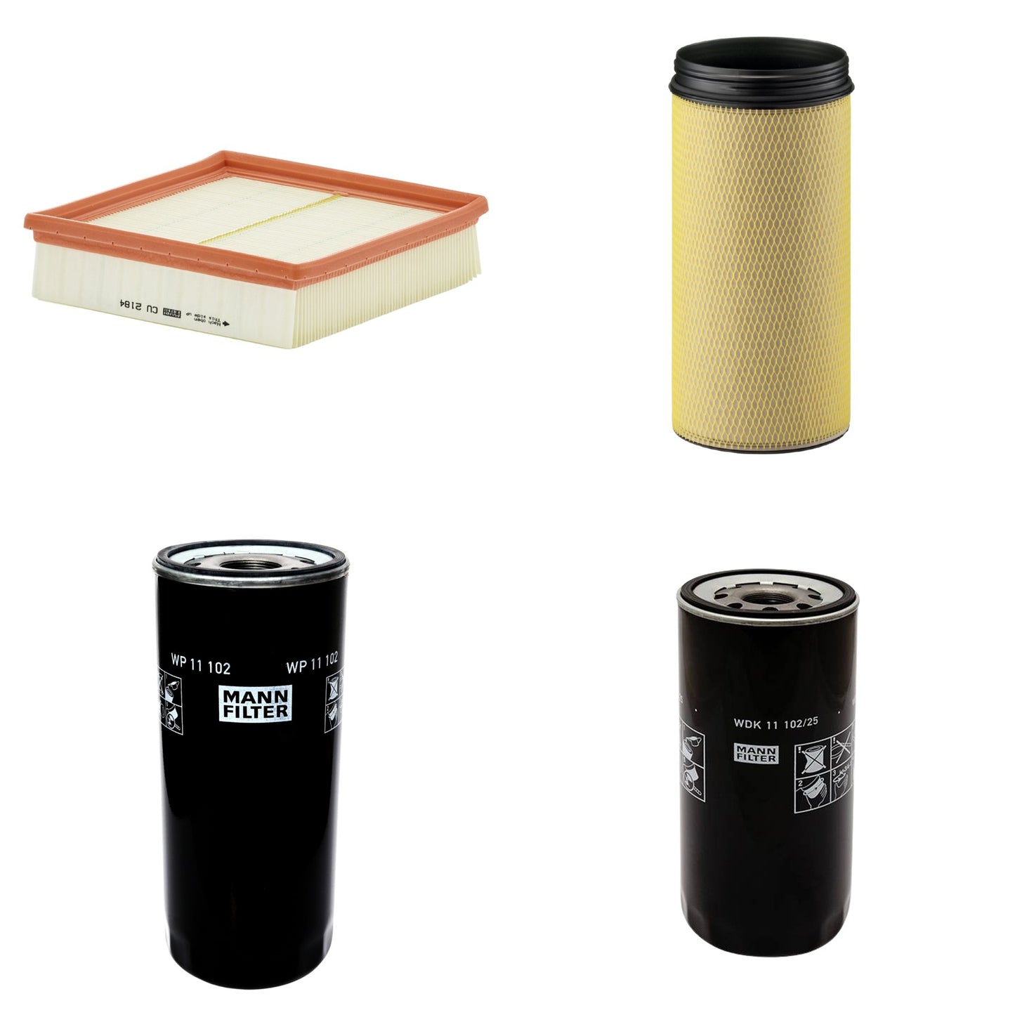 Kit Filtros de Ar Combustível Cabine Ar Condicionado Óleo - Mann-Filter - CF1940 - CU2184 - WDK11102/25 - WP11102 - (1)