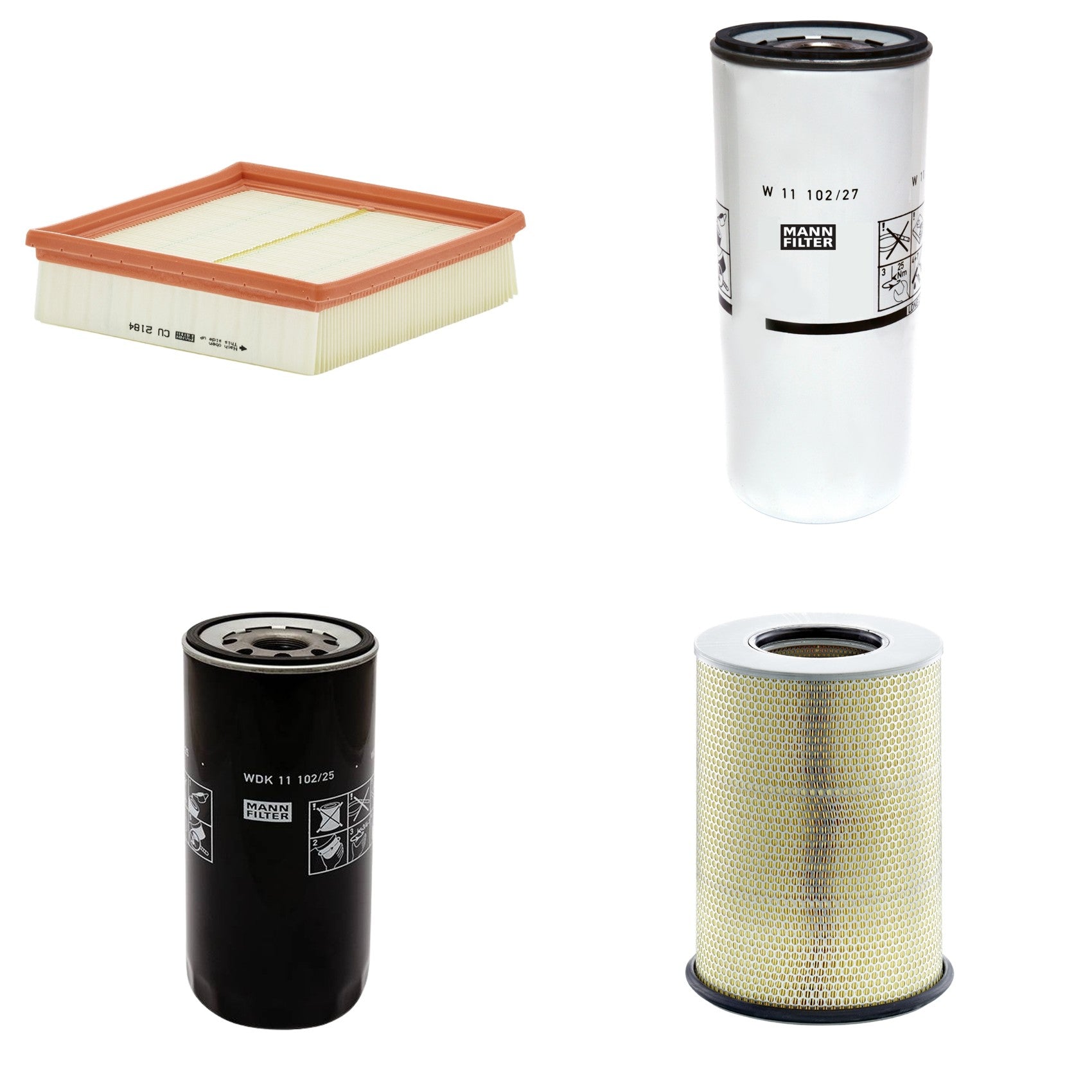 Kit Filtros de Ar Combustível Cabine Ar Condicionado Óleo - Mann-Filter - C311345/1 - CU2184 - W11102/27 - WDK11102/25 - (1)