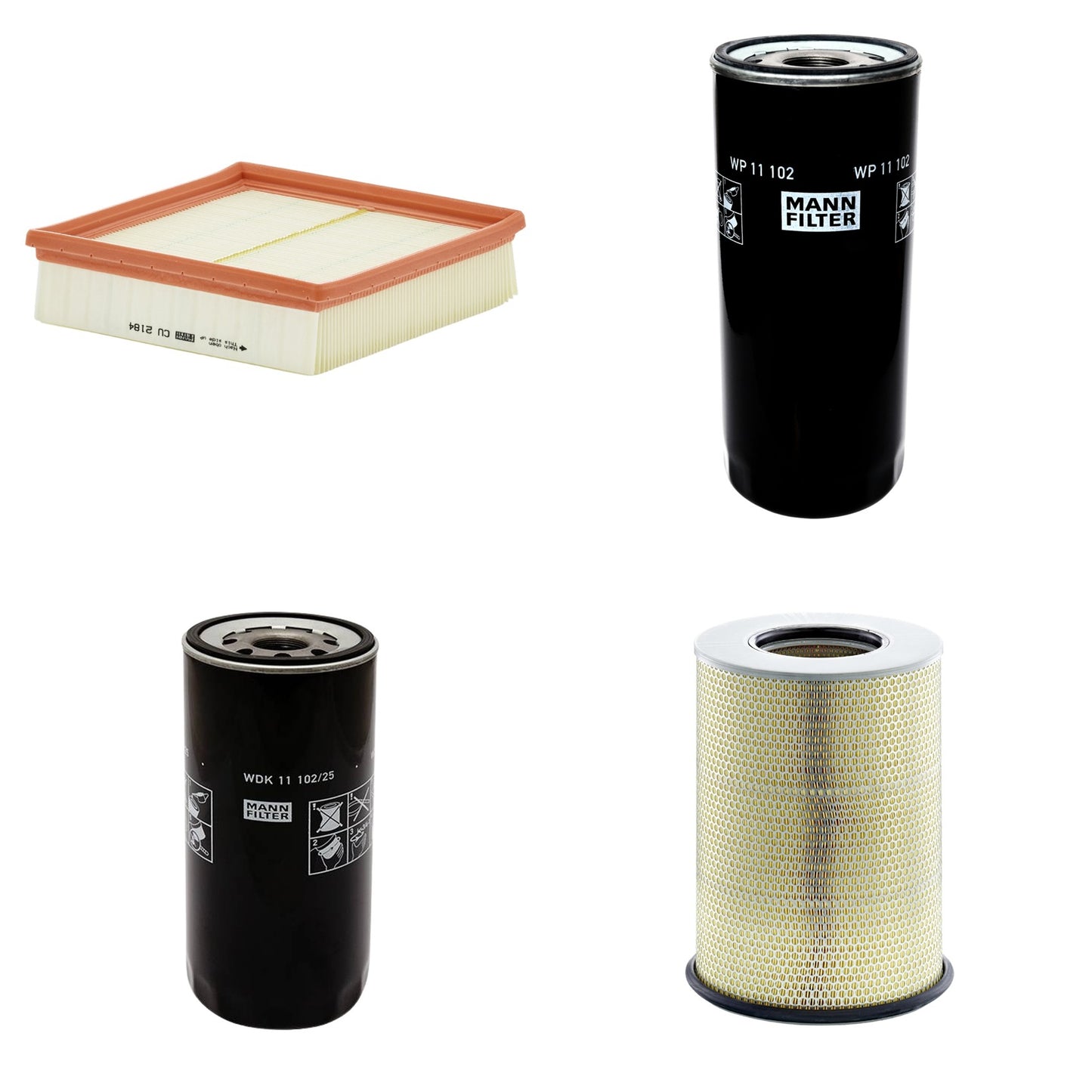 Kit Filtros de Ar Combustível Cabine Ar Condicionado Óleo - Mann-Filter - C311345/1 - CU2184 - WDK11102/25 - WP11102 - (1)