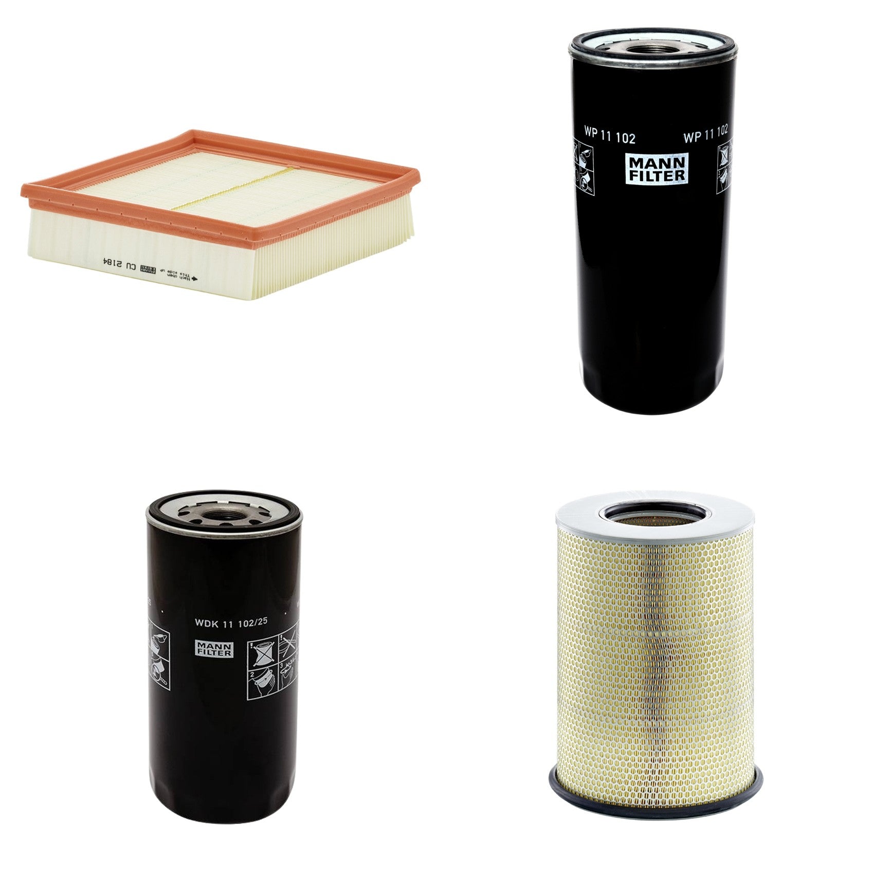 Kit Filtros de Ar Combustível Cabine Ar Condicionado Óleo - Mann-Filter - C311345/1 - CU2184 - WDK11102/25 - WP11102 - (1)