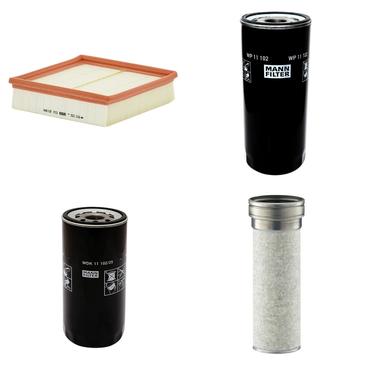 Kit Filtros de Ar Combustível Cabine Ar Condicionado Óleo - Mann-Filter - CF1510/1 - CU2184 - WDK11102/25 - WP11102 - (1)