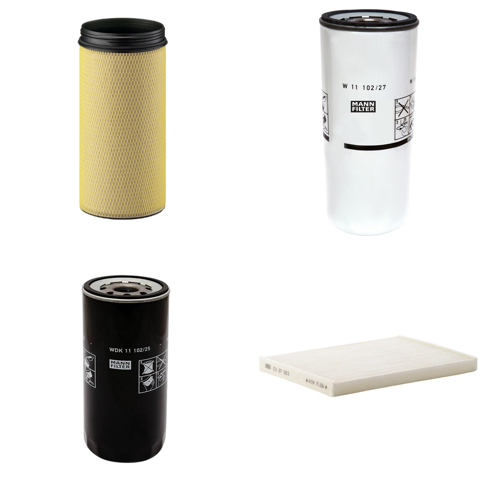 Kit Filtros de Ar Combustível Cabine Ar Condicionado Óleo - Mann-Filter - CF1940 - CU27003 - W11102/27 - WDK11102/25 - (1)