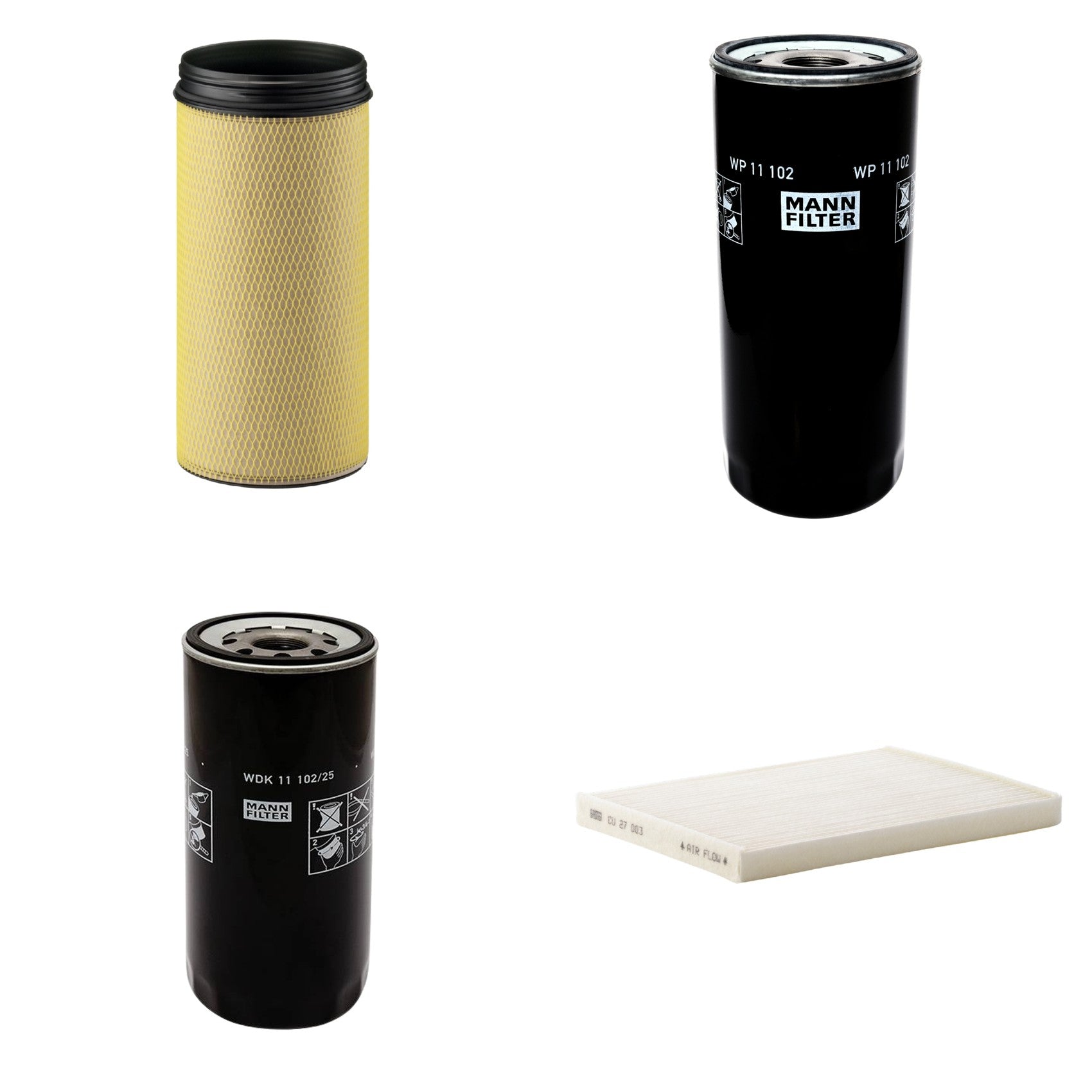 Kit Filtros de Ar Combustível Cabine Ar Condicionado Óleo - Mann-Filter - CF1940 - CU27003 - WDK11102/25 - WP11102 - (1)