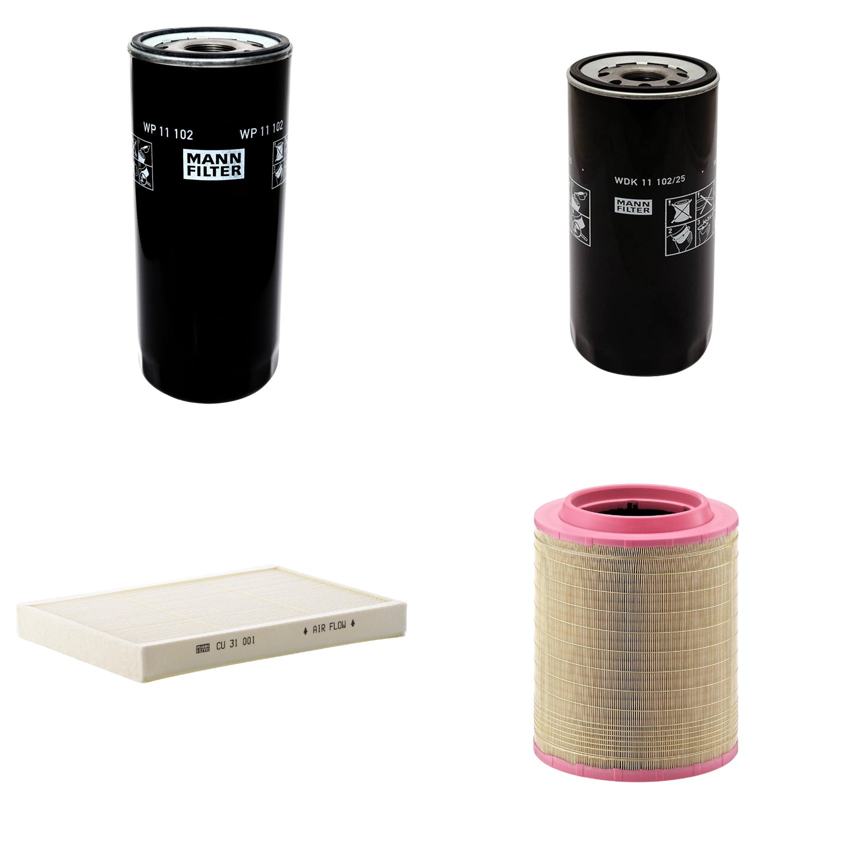 Kit Filtros de Ar Combustível Cabine Ar Condicionado Óleo - Mann-Filter - C331460/1 - CU31001 - WDK11102/25 - WP11102 - (1)