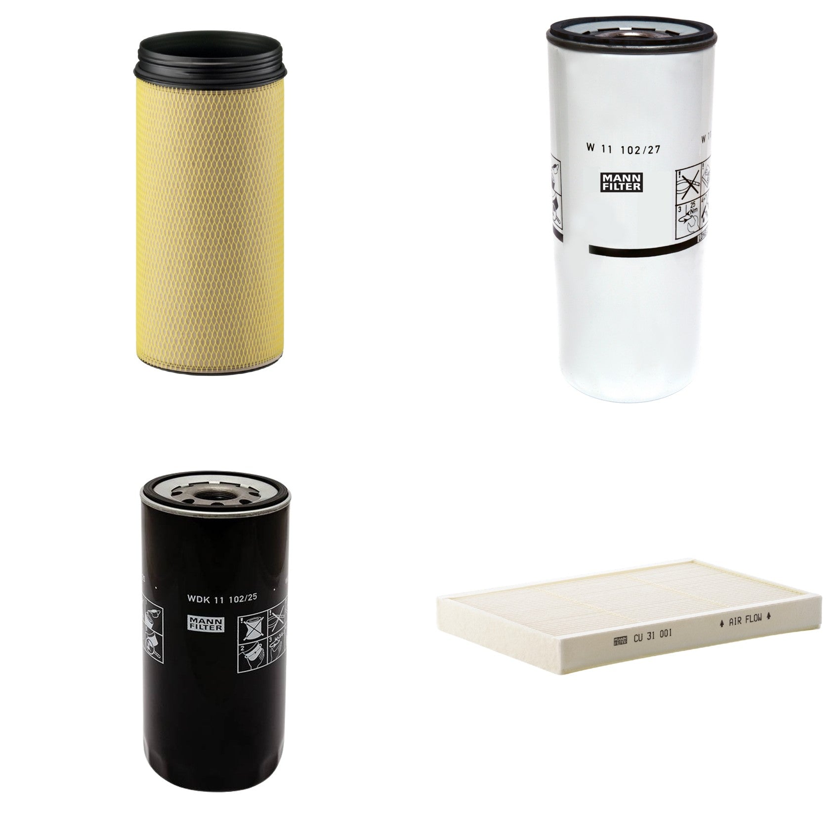 Kit Filtros de Ar Combustível Cabine Ar Condicionado Óleo - Mann-Filter - CF1940 - CU31001 - W11102/27 - WDK11102/25 - (1)