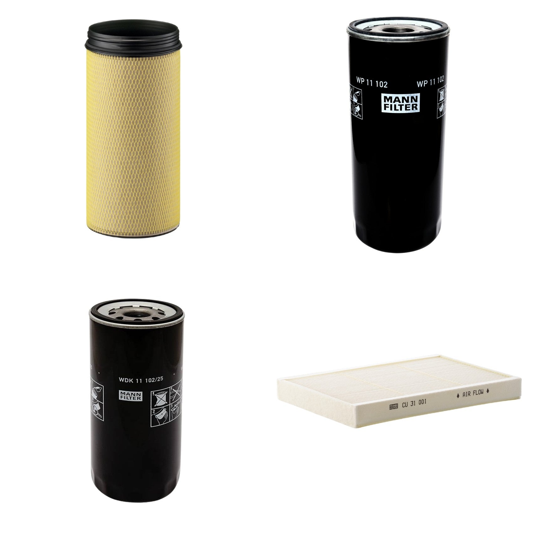 Kit Filtros de Ar Combustível Cabine Ar Condicionado Óleo - Mann-Filter - CF1940 - CU31001 - WDK11102/25 - WP11102 - (1)