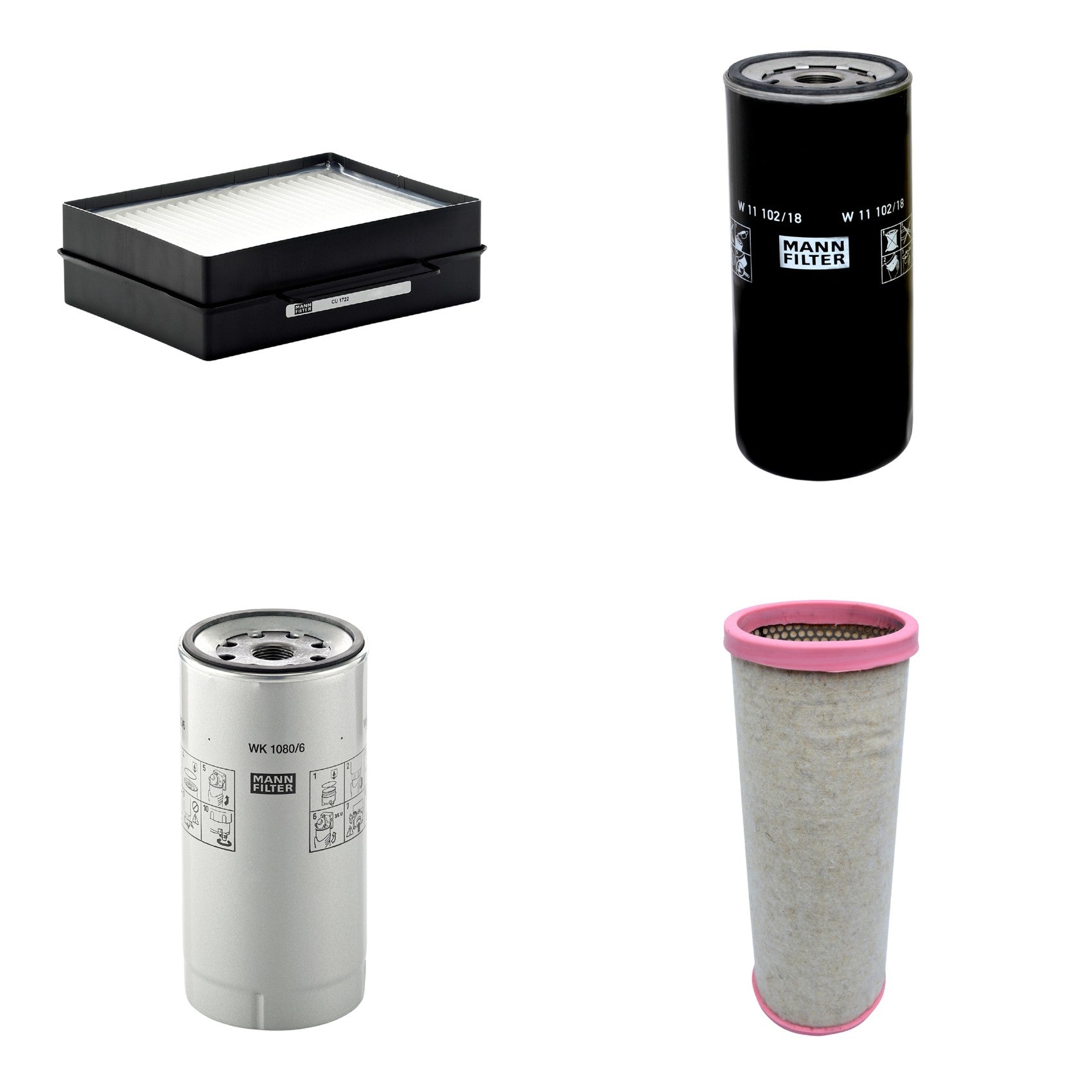 Kit Filtros de Ar Combustível Cabine Ar Condicionado Óleo - Mann-Filter - CF1711 - CU1722 - W11102/18 - WK1080/6X - (1)