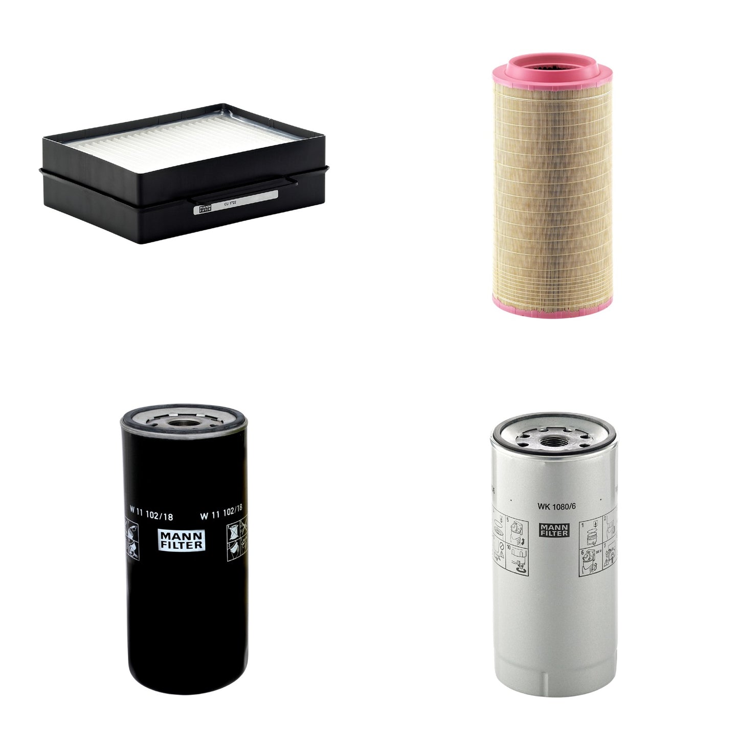 Kit Filtros de Ar Combustível Cabine Ar Condicionado Óleo - Mann-Filter - C271340 - CU1722 - W11102/18 - WK1080/6X - (1)