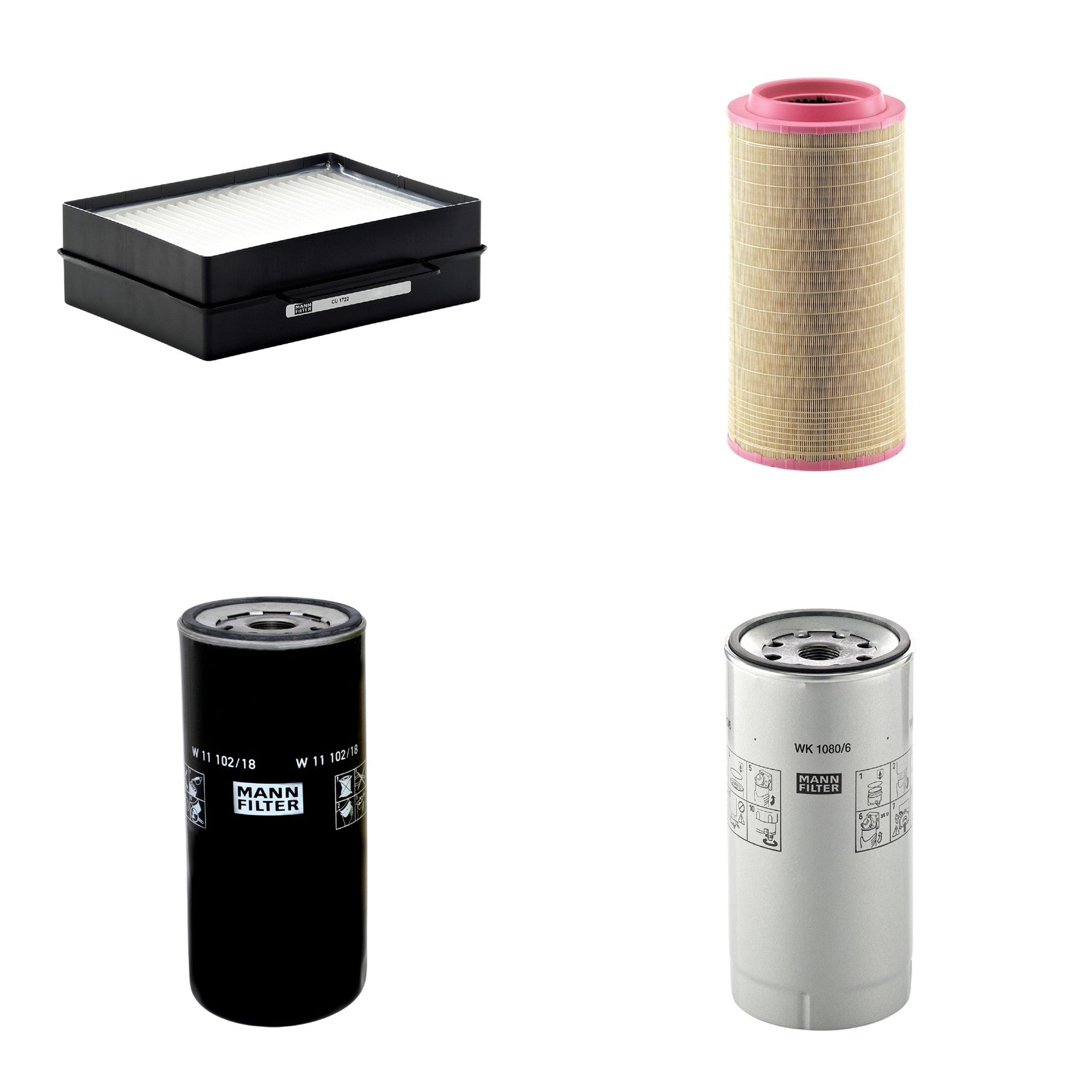 Kit Filtros de Ar Combustível Cabine Ar Condicionado Óleo - Mann-Filter - C271340 - CU1722 - W11102/18 - WK1080/6X - (1)