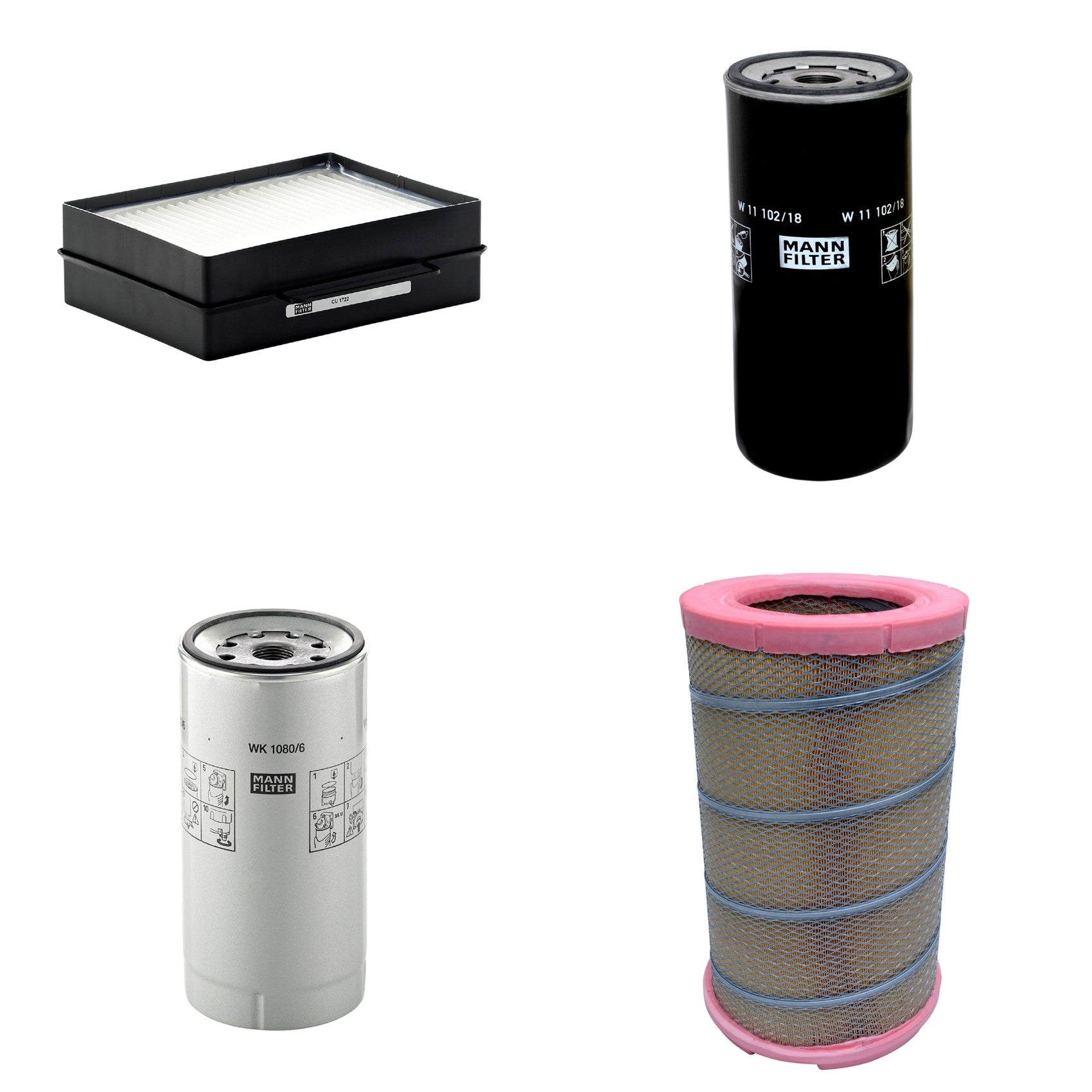 Kit Filtros de Ar Combustível Cabine Ar Condicionado Óleo - Mann-Filter - C301622 - CU1722 - W11102/18 - WK1080/6X - (1)
