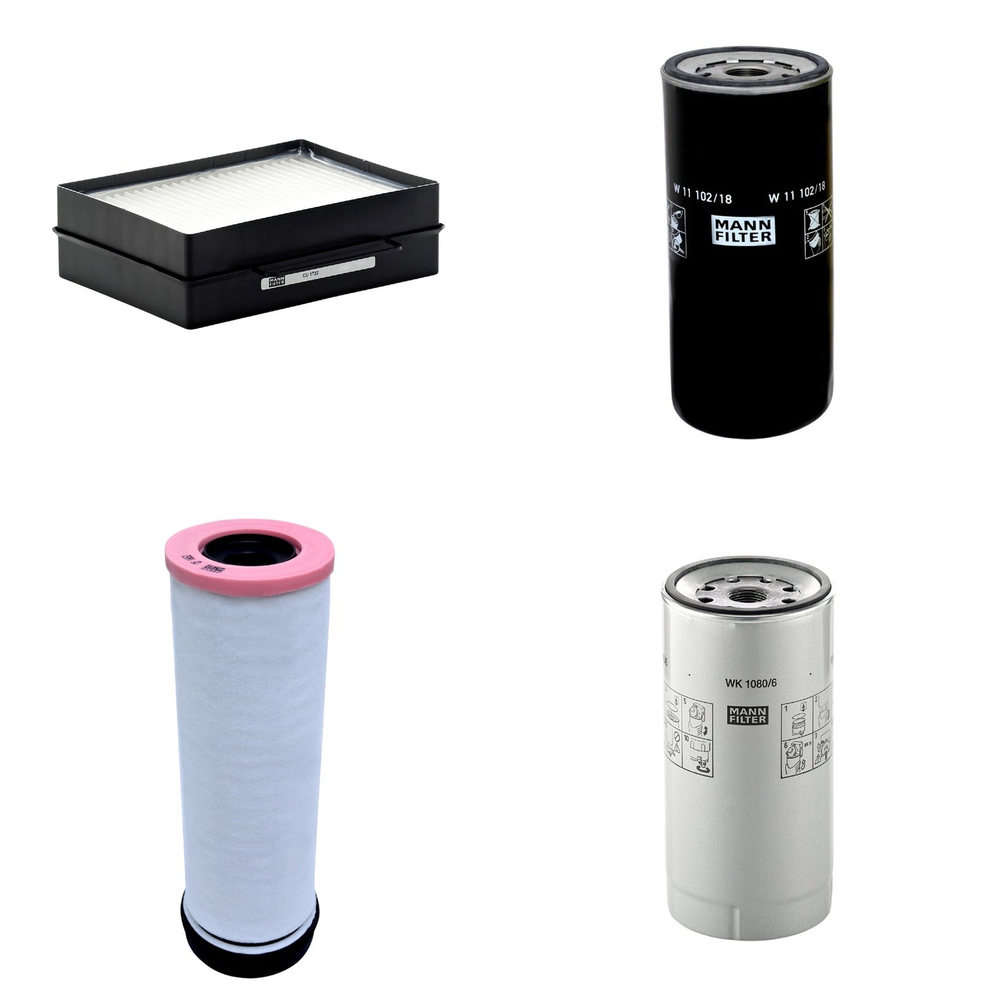 Kit Filtros de Ar Combustível Cabine Ar Condicionado Óleo - Mann-Filter - CF1652 - CU1722 - W11102/18 - WK1080/6X - (1)