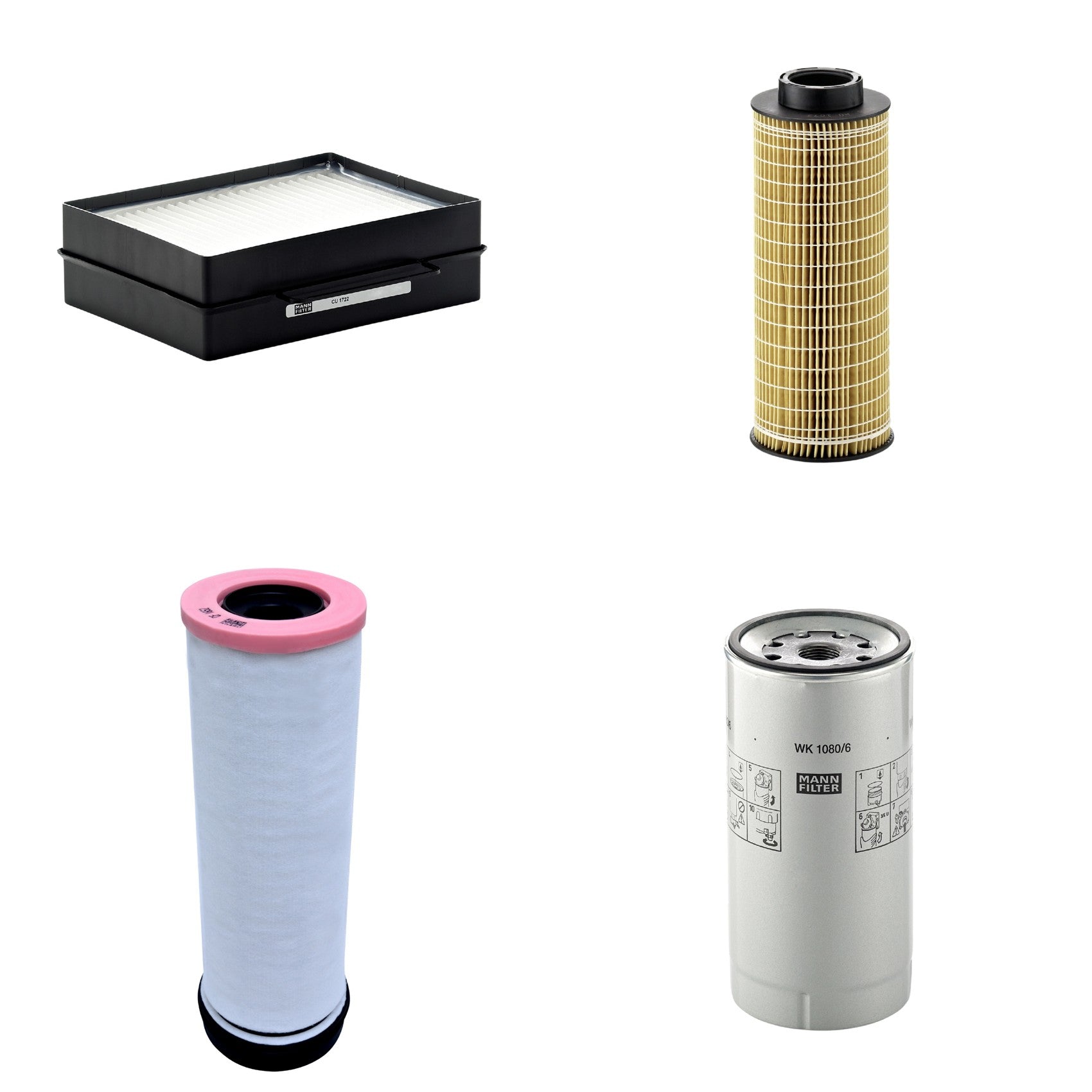 Kit Filtros de Ar Combustível Cabine Ar Condicionado Óleo - Mann-Filter - CF1652 - CU1722 - HU1072x - WK1080/6X - (1)