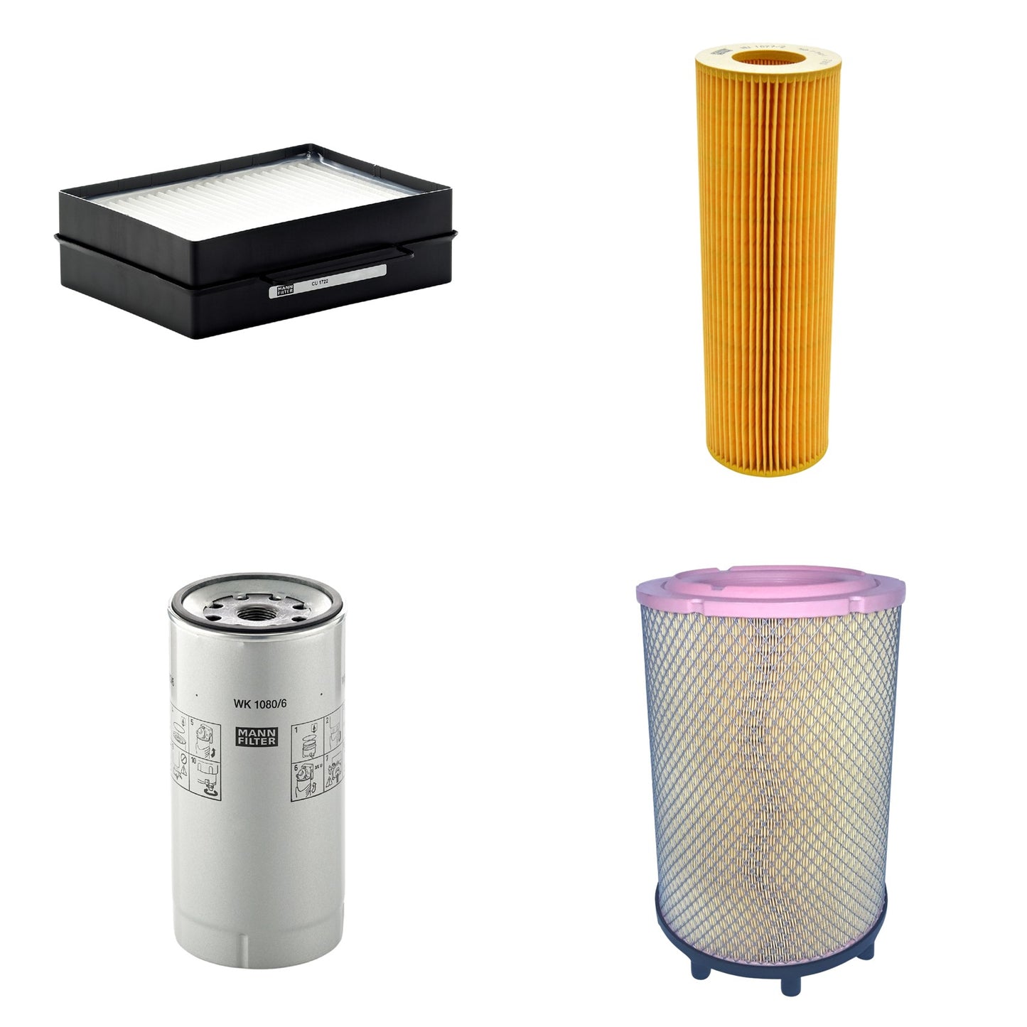 Kit Filtros de Ar Combustível Cabine Ar Condicionado Óleo - Mann-Filter - C31014/2 - CU1722 - HU1077/2z - WK1080/6X - (1)