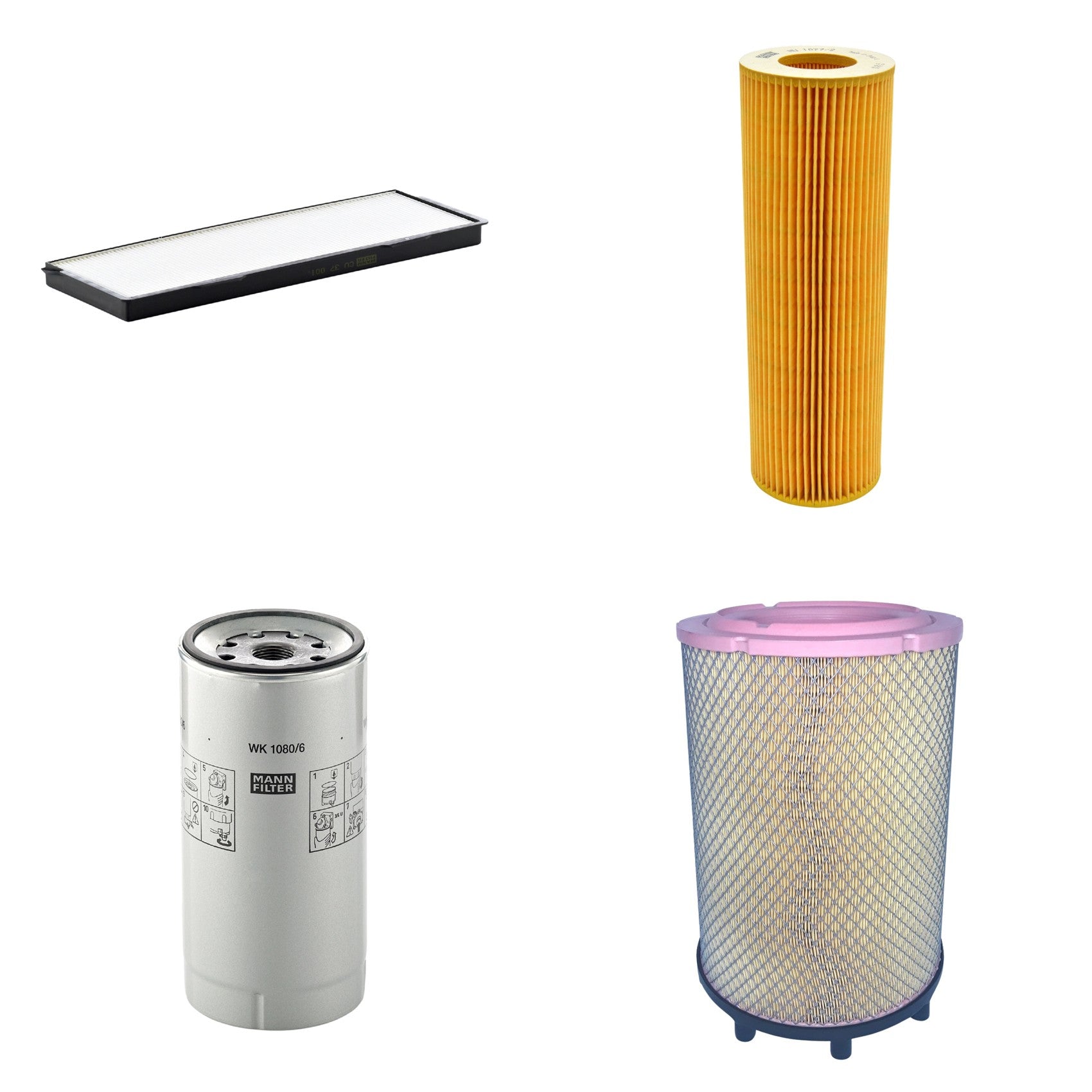 Kit Filtros de Ar Combustível Cabine Ar Condicionado Óleo - Mann-Filter - C31014/2 - CU37001 - HU1077/2z - WK1080/6X - (1)