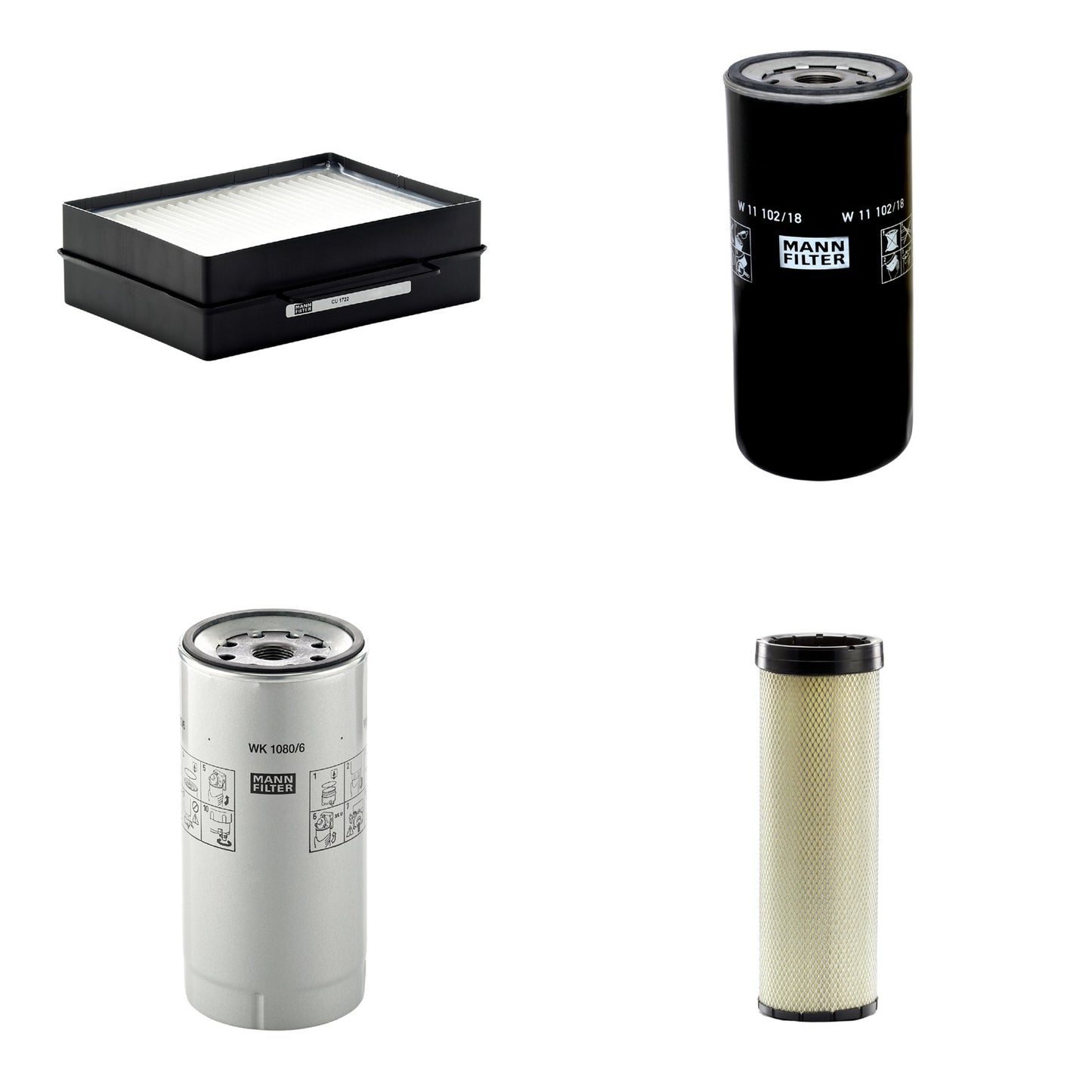 Kit Filtros de Ar Combustível Cabine Ar Condicionado Óleo - Mann-Filter - CF1720 - CU1722 - W11102/18 - WK1080/6X - (1)