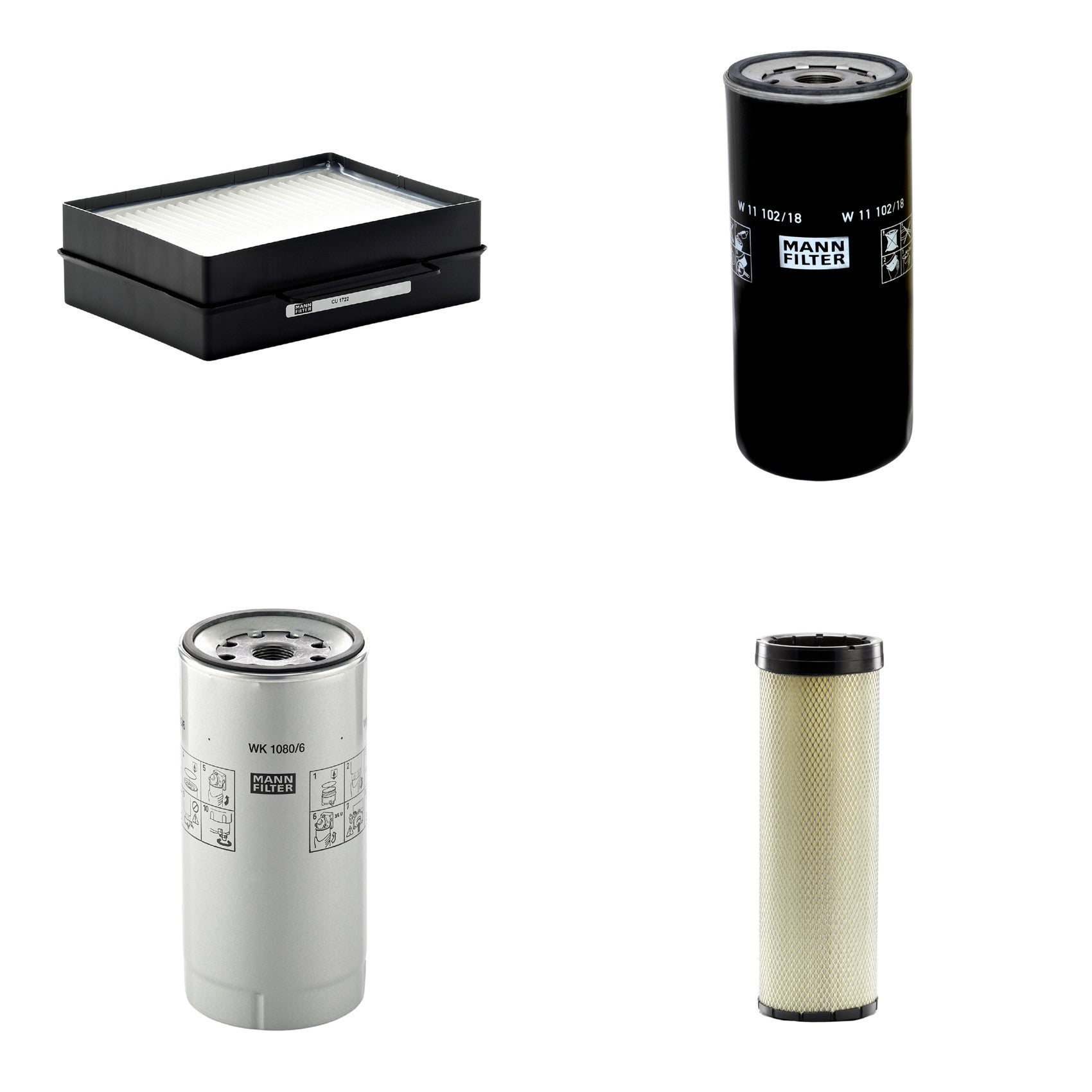 Kit Filtros de Ar Combustível Cabine Ar Condicionado Óleo - Mann-Filter - CF1720 - CU1722 - W11102/18 - WK1080/6X - (1)