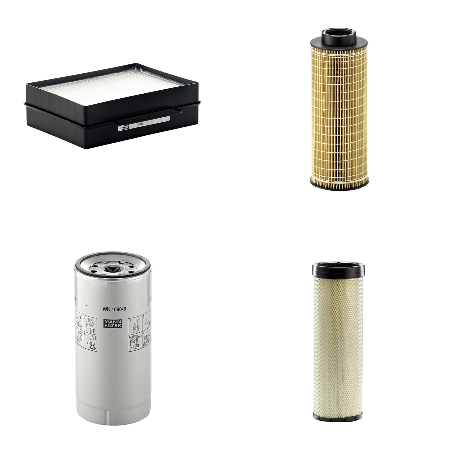 Kit Filtros de Ar Combustível Cabine Ar Condicionado Óleo - Mann-Filter - CF1720 - CU1722 - HU1072x - WK1080/6X - (1)