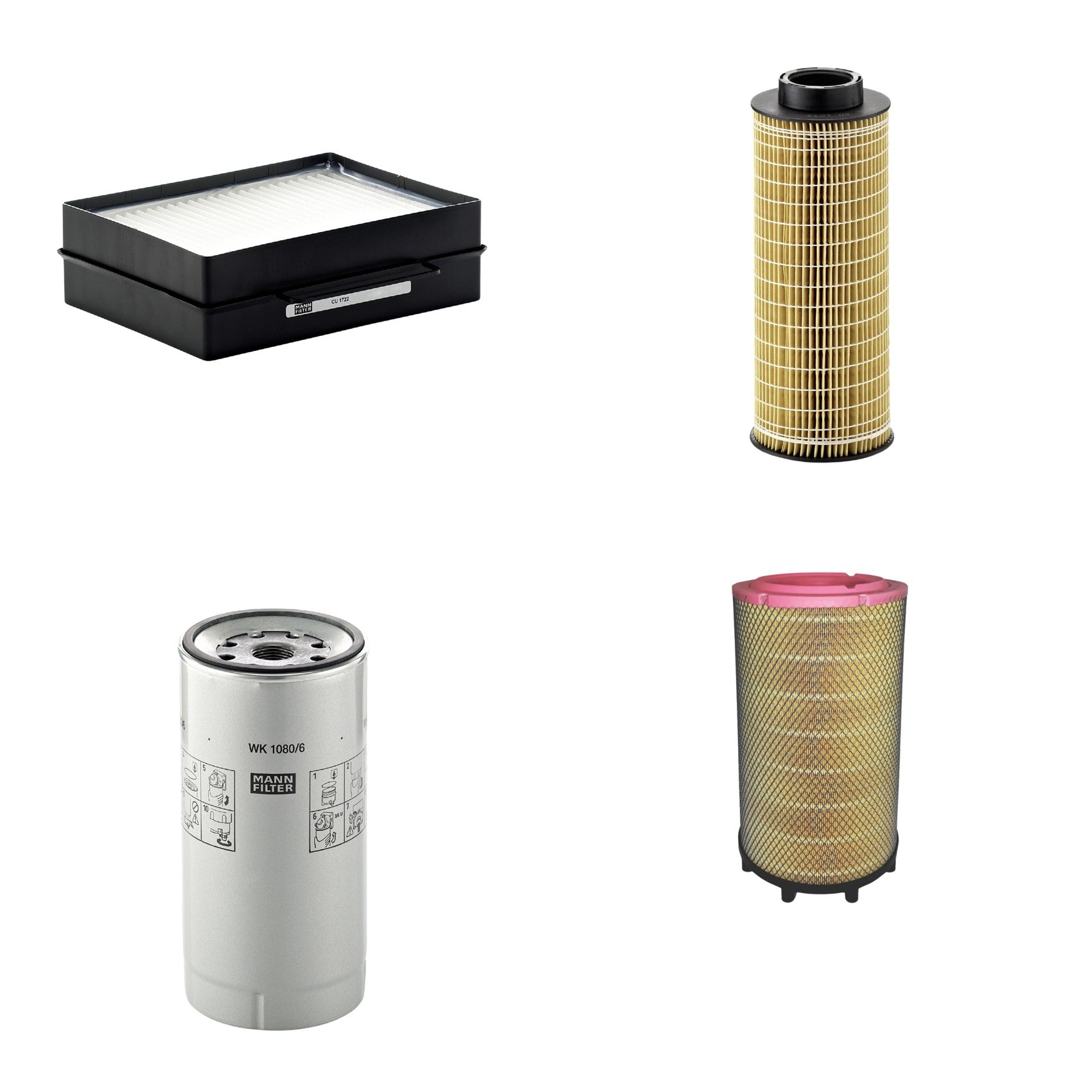 Kit Filtros de Ar Combustível Cabine Ar Condicionado Óleo - Mann-Filter - C31017/1 - CU1722 - HU1072x - WK1080/6X - (1)