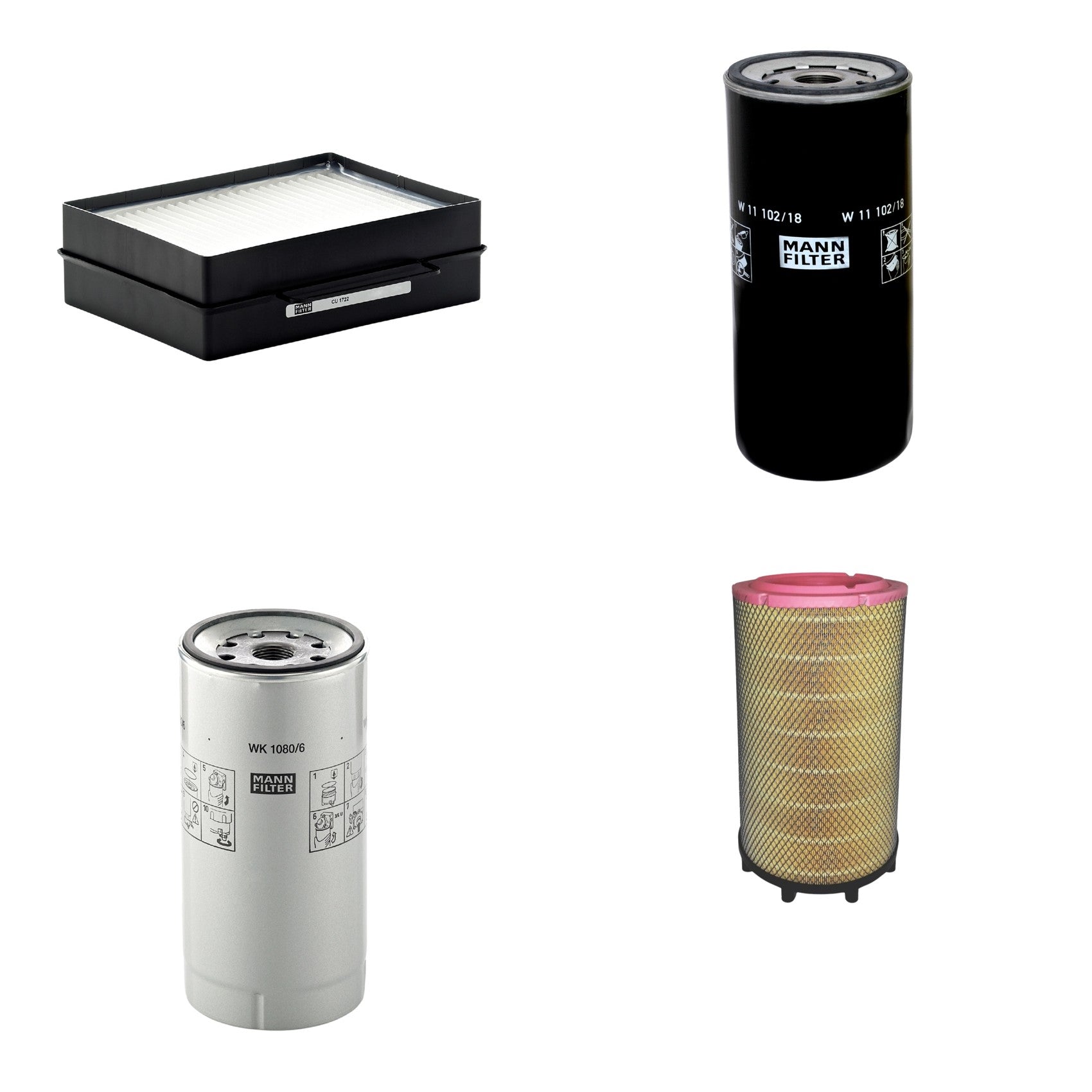 Kit Filtros de Ar Combustível Cabine Ar Condicionado Óleo - Mann-Filter - C31017/1 - CU1722 - W11102/18 - WK1080/6X - (1)