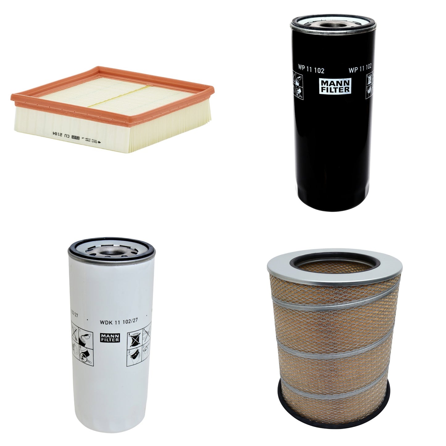 Kit Filtros de Ar Combustível Cabine Ar Condicionado Óleo - Mann-Filter - C341500 - CU2184 - WDK11102/27 - WP11102 - (1)