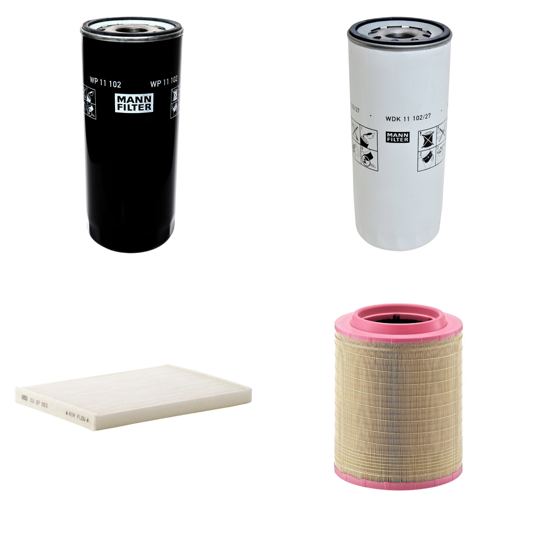 Kit Filtros de Ar Combustível Cabine Ar Condicionado Óleo - Mann-Filter - C331460/1 - CU27003 - WDK11102/27 - WP11102 - (1)