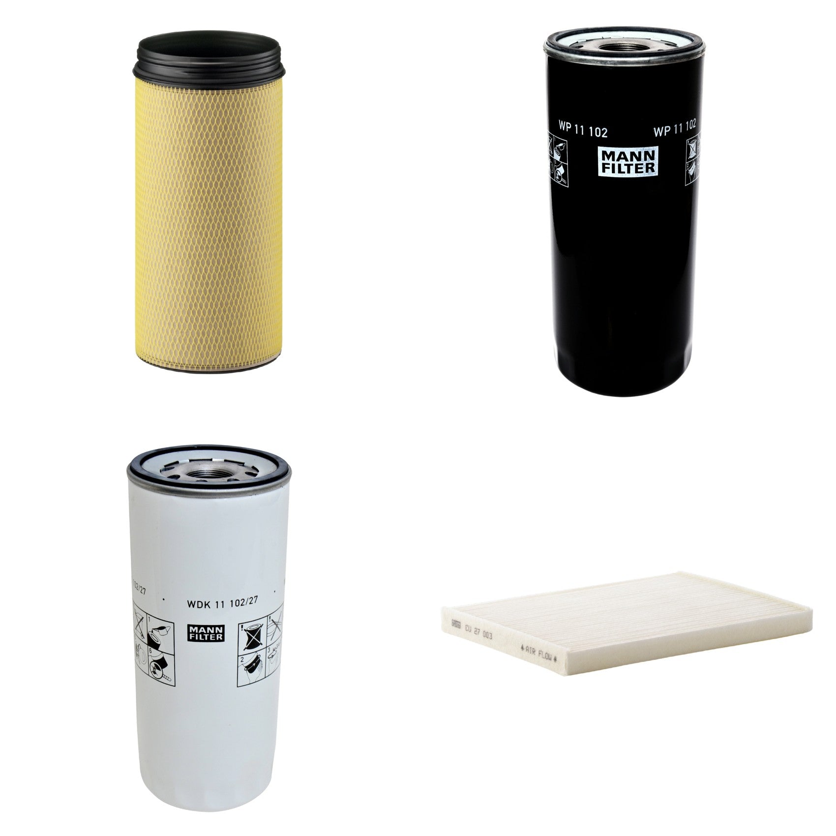 Kit Filtros de Ar Combustível Cabine Ar Condicionado Óleo - Mann-Filter - CF1940 - CU27003 - WDK11102/27 - WP11102 - (1)