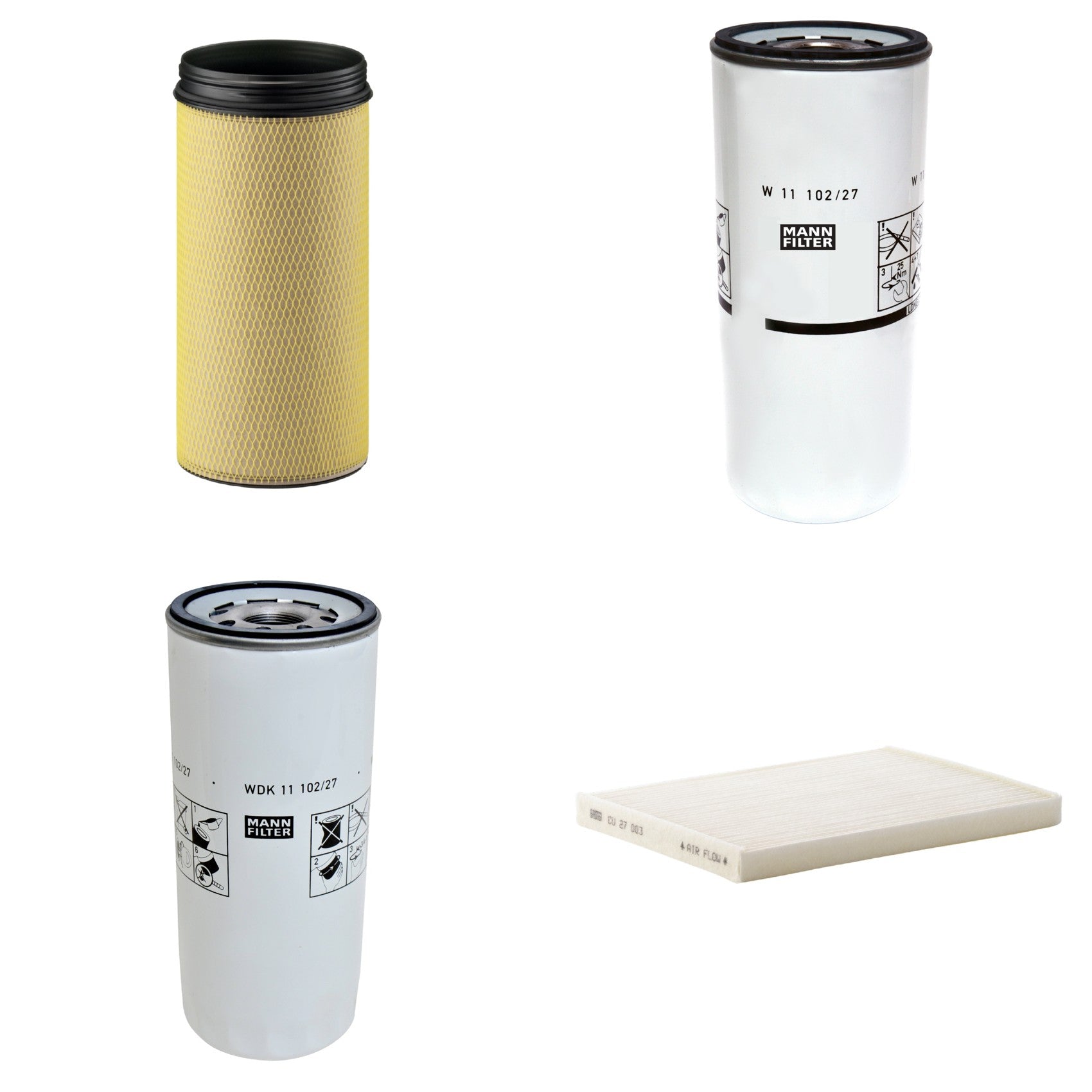 Kit Filtros de Ar Combustível Cabine Ar Condicionado Óleo - Mann-Filter - CF1940 - CU27003 - W11102/27 - WDK11102/27 - (1)