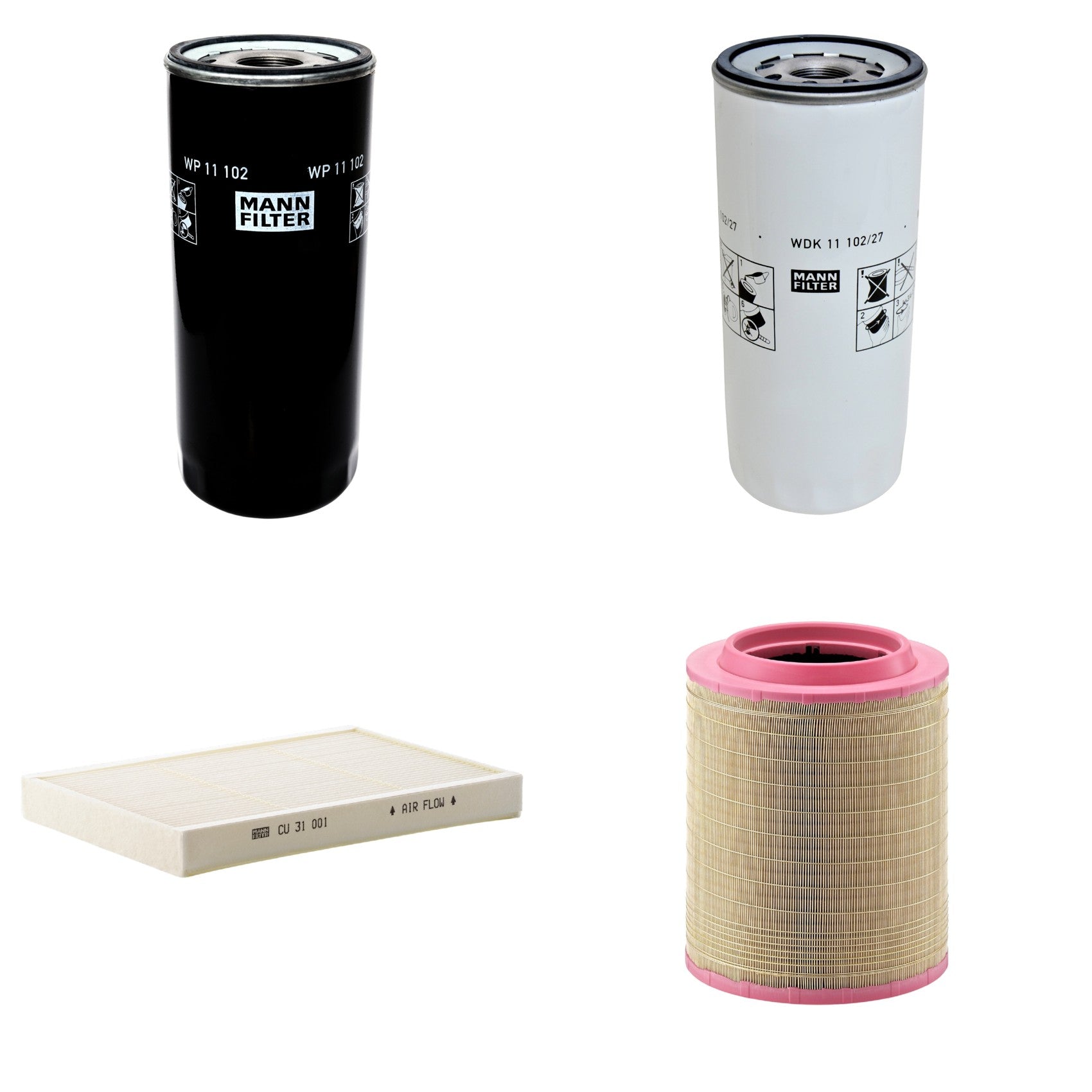 Kit Filtros de Ar Combustível Cabine Ar Condicionado Óleo - Mann-Filter - C331460/1 - CU31001 - WDK11102/27 - WP11102 - (1)