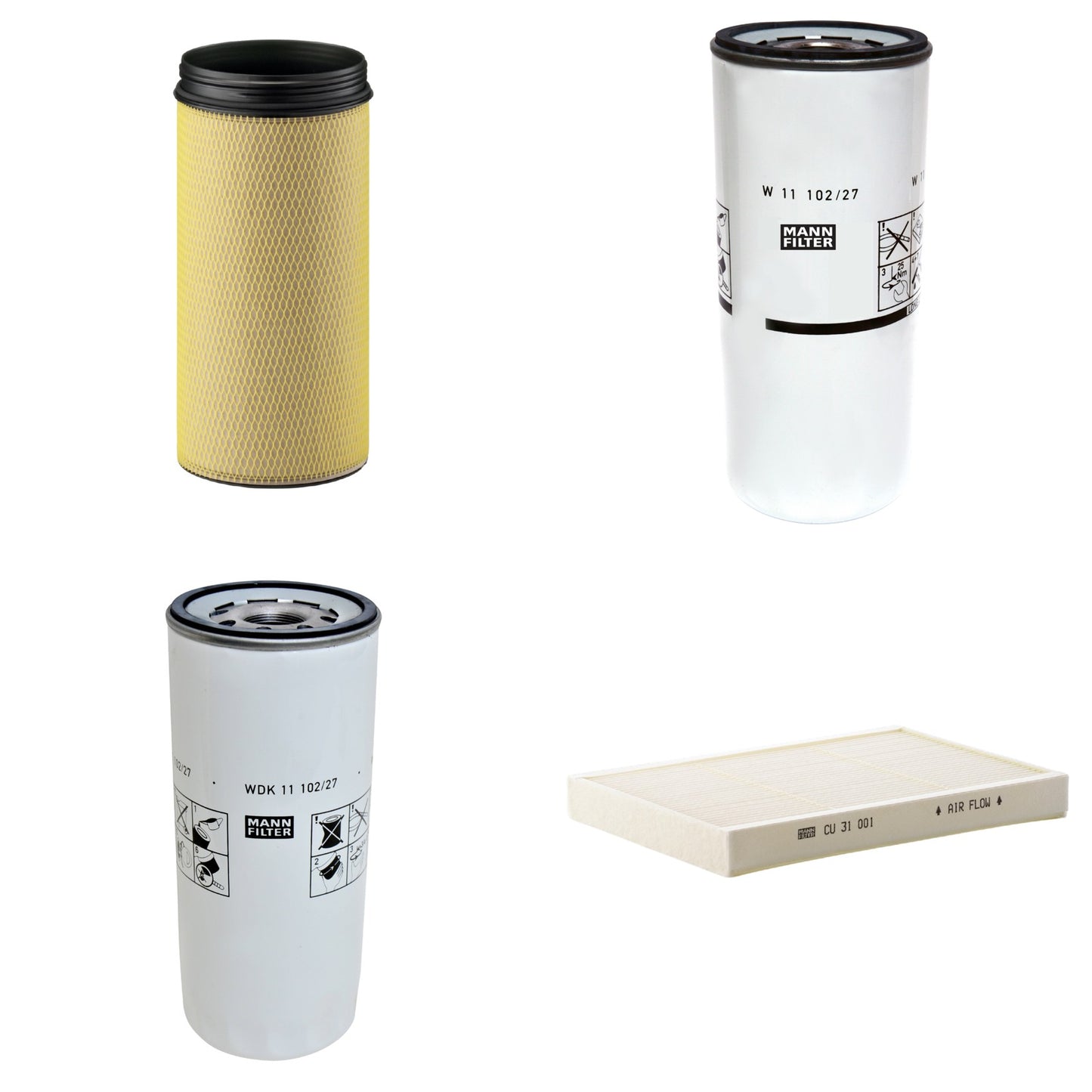 Kit Filtros de Ar Combustível Cabine Ar Condicionado Óleo - Mann-Filter - CF1940 - CU31001 - W11102/27 - WDK11102/27 - (1)