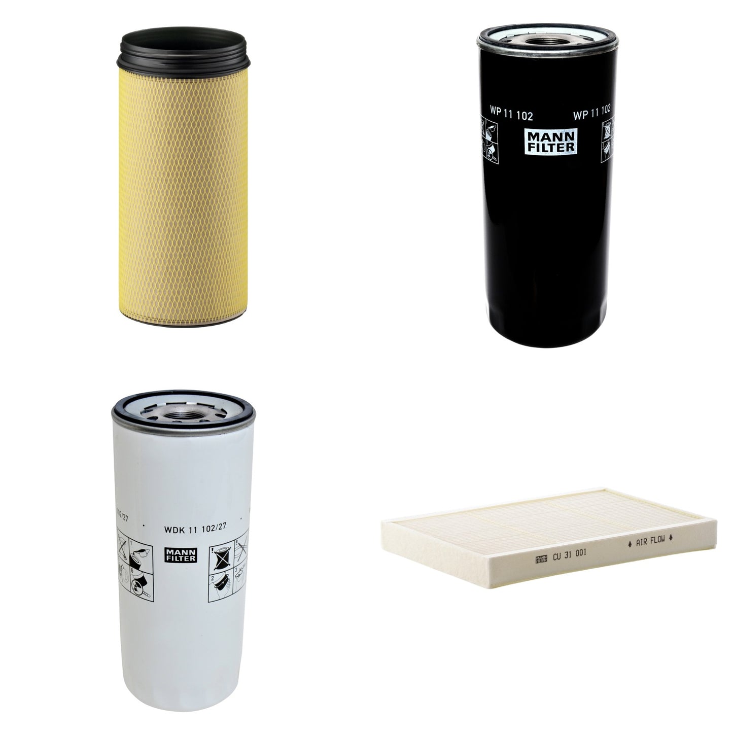 Kit Filtros de Ar Combustível Cabine Ar Condicionado Óleo - Mann-Filter - CF1940 - CU31001 - WDK11102/27 - WP11102 - (1)