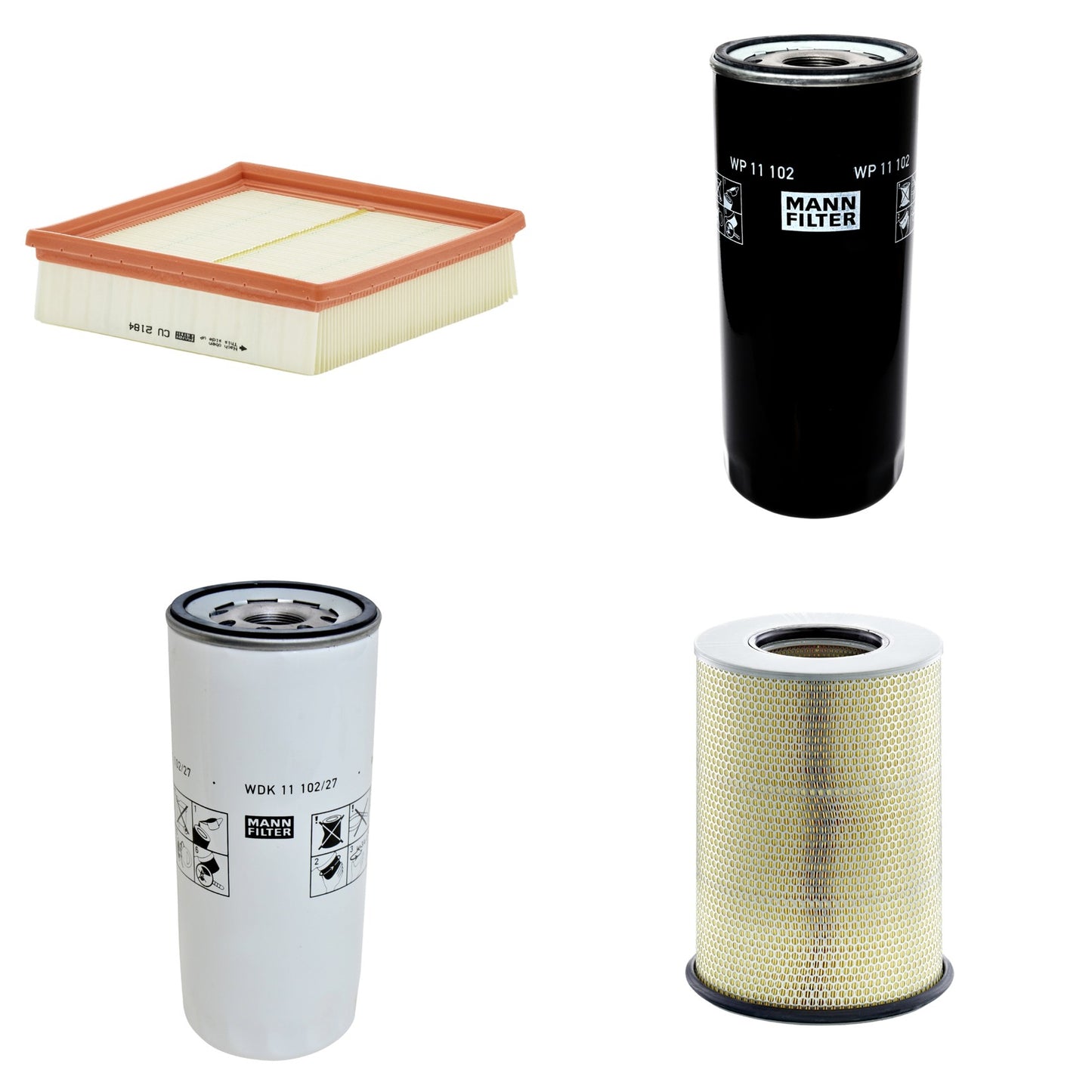 Kit Filtros de Ar Combustível Cabine Ar Condicionado Óleo - Mann-Filter - C311345/1 - CU2184 - WDK11102/27 - WP11102 - (1)