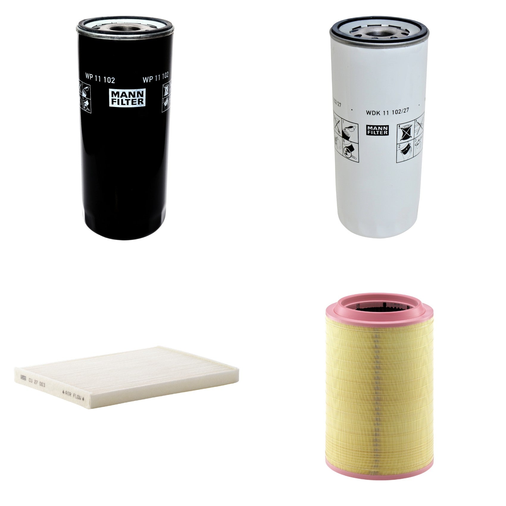 Kit Filtros de Ar Combustível Cabine Ar Condicionado Óleo - Mann-Filter - C331630/2 - CU27003 - WDK11102/27 - WP11102 - (1)