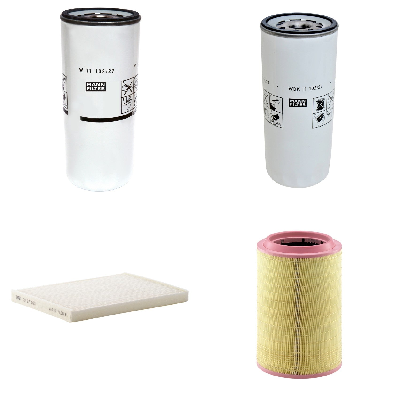 Kit Filtros de Ar Combustível Cabine Ar Condicionado Óleo - Mann-Filter - C331630/2 - CU27003 - W11102/27 - WDK11102/27 - (1)