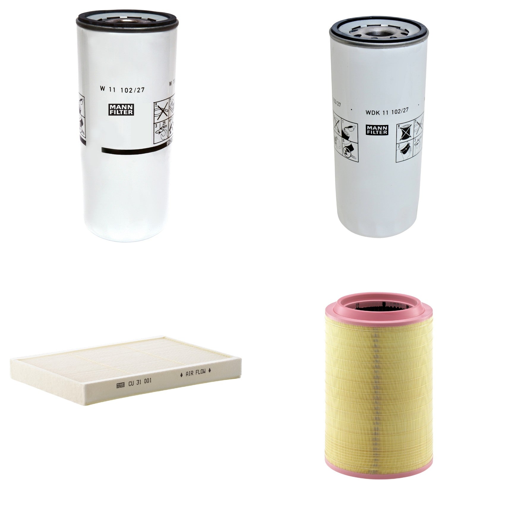 Kit Filtros de Ar Combustível Cabine Ar Condicionado Óleo - Mann-Filter - C331630/2 - CU31001 - W11102/27 - WDK11102/27 - (1)