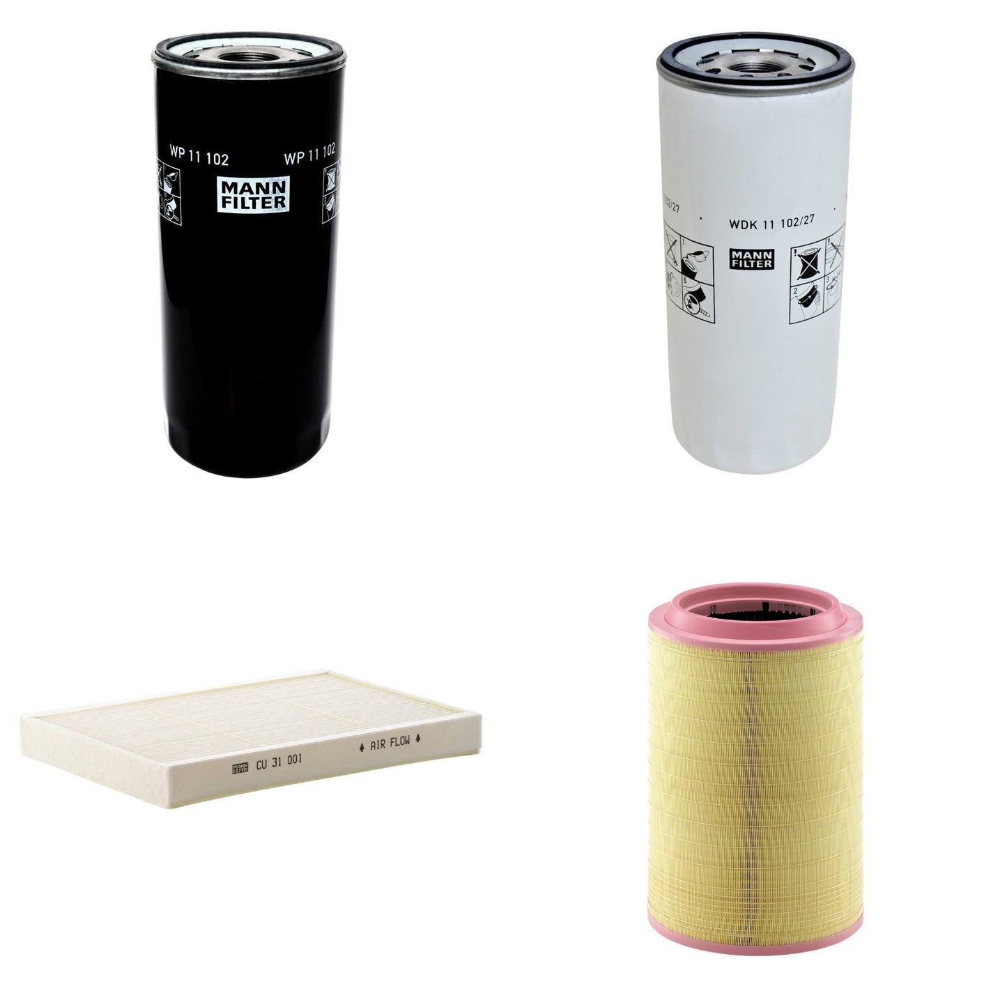 Kit Filtros de Ar Combustível Cabine Ar Condicionado Óleo - Mann-Filter - C331630/2 - CU31001 - WDK11102/27 - WP11102 - (1)