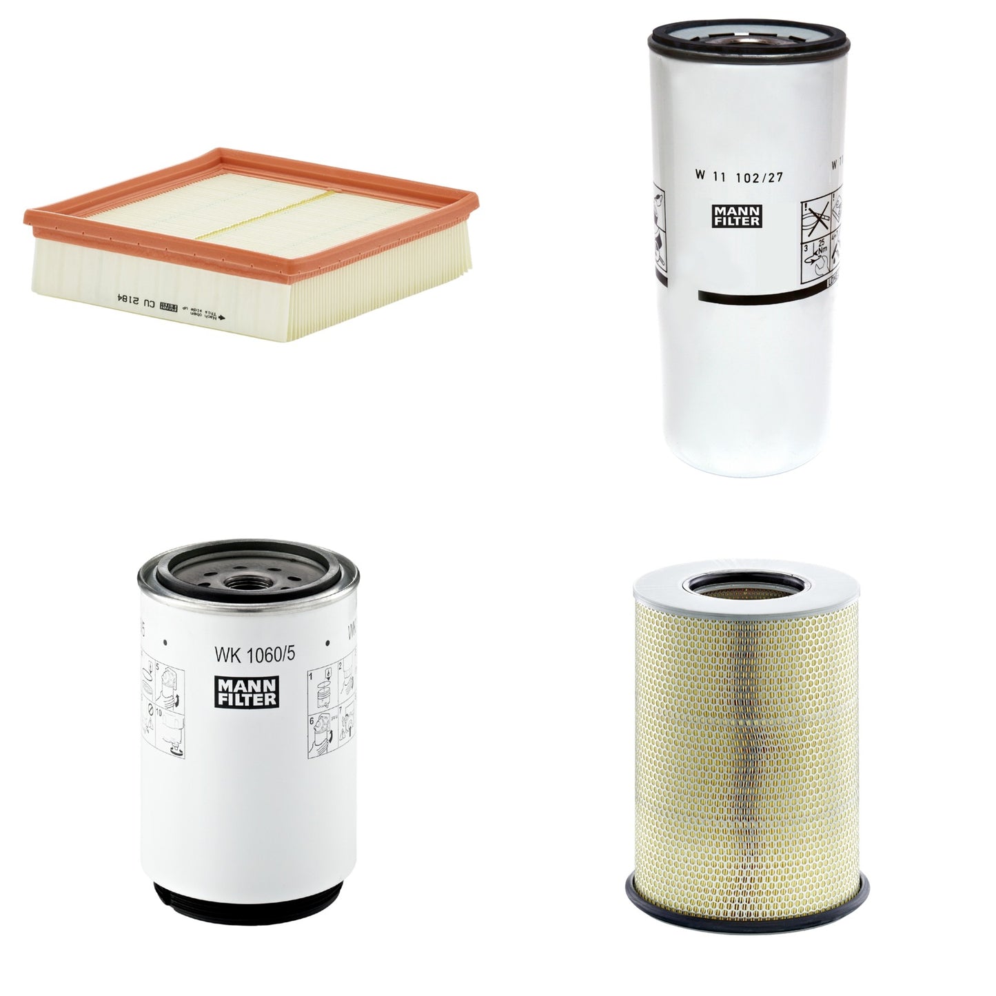 Kit Filtros de Ar Combustível Cabine Ar Condicionado Óleo - Mann-Filter - C311345/1 - CU2184 - W11102/27 - WK1060/5x - (1)